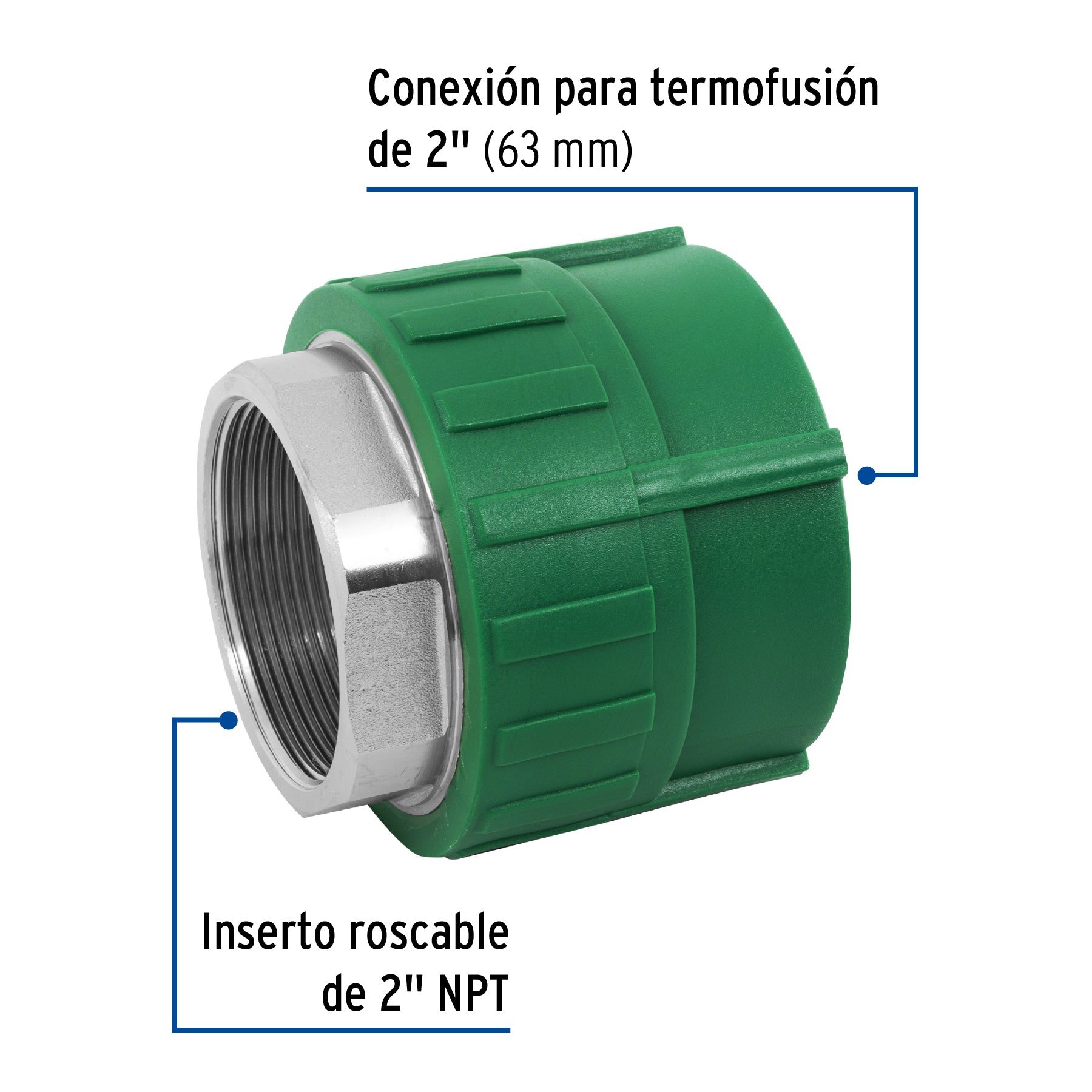 Adaptador PPR 2" hembra con inserto metálico, FOSET