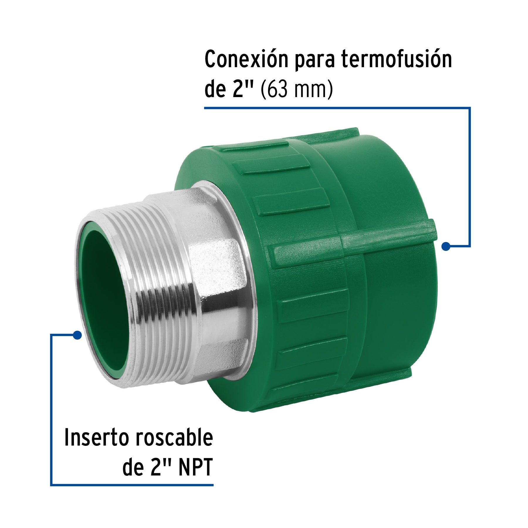 Adaptador PPR 2" macho con inserto metálico, FOSET