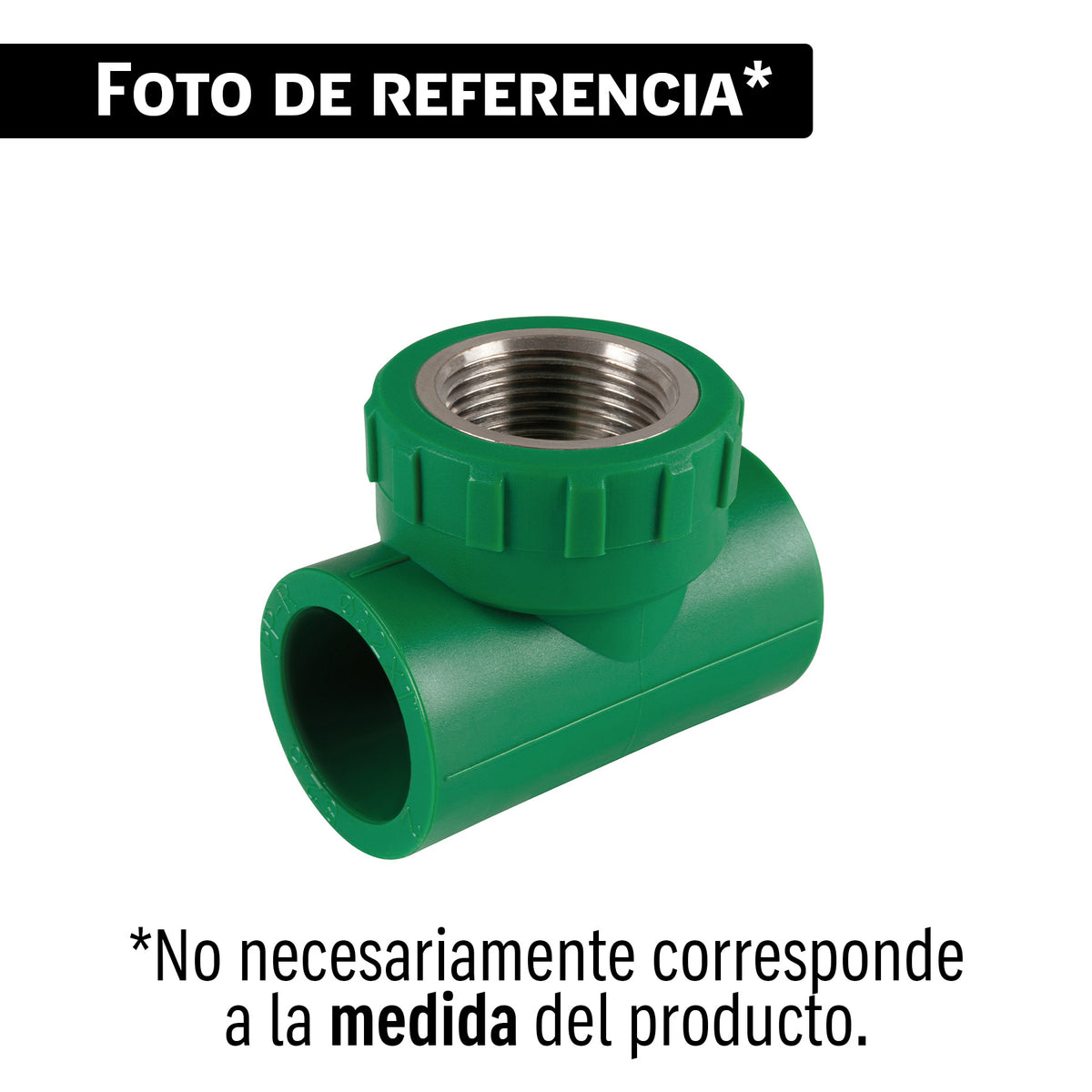Tee hembra de PPR 1" con inserto metálico, FOSET