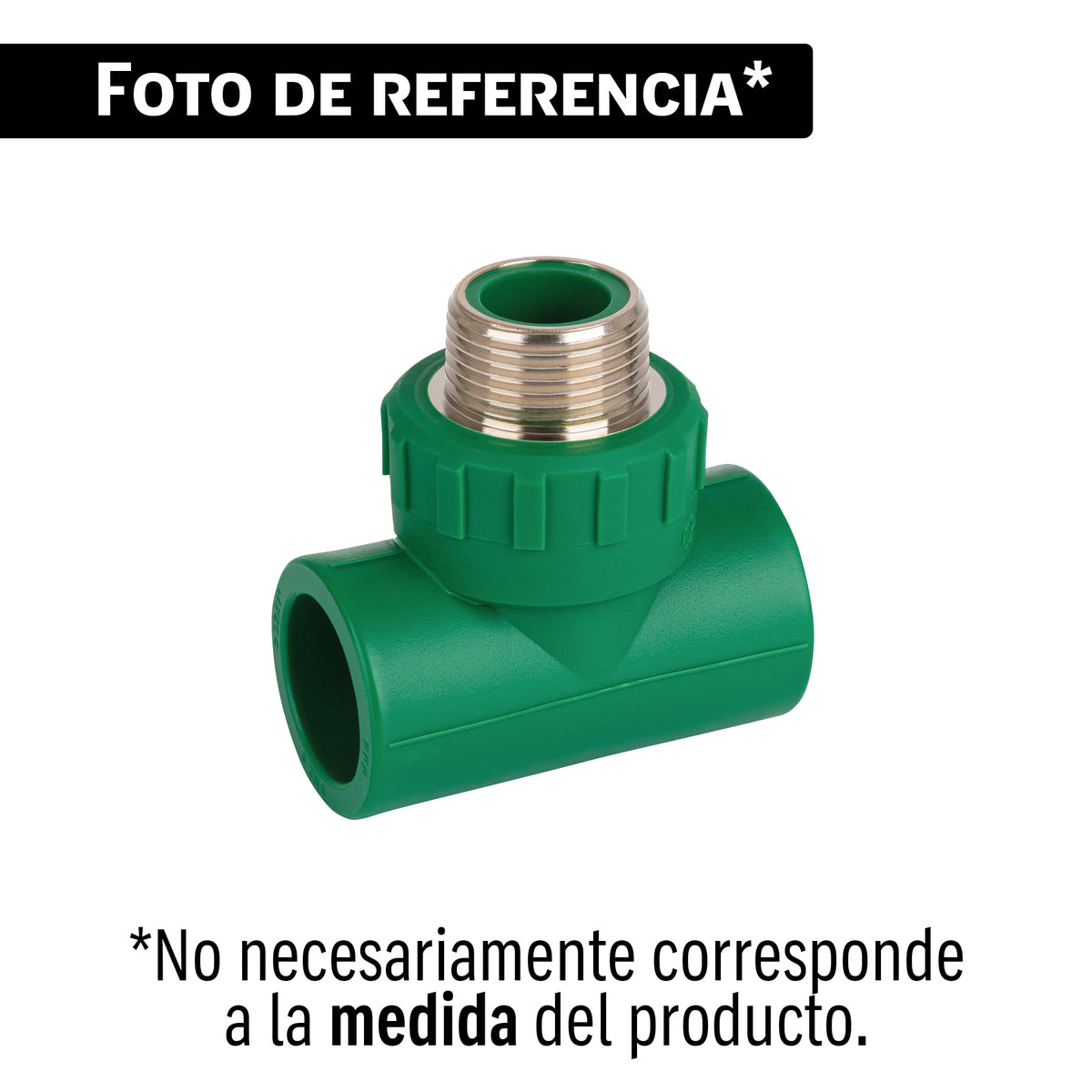 Tee macho de PPR 3/4" con inserto metálico, FOSET