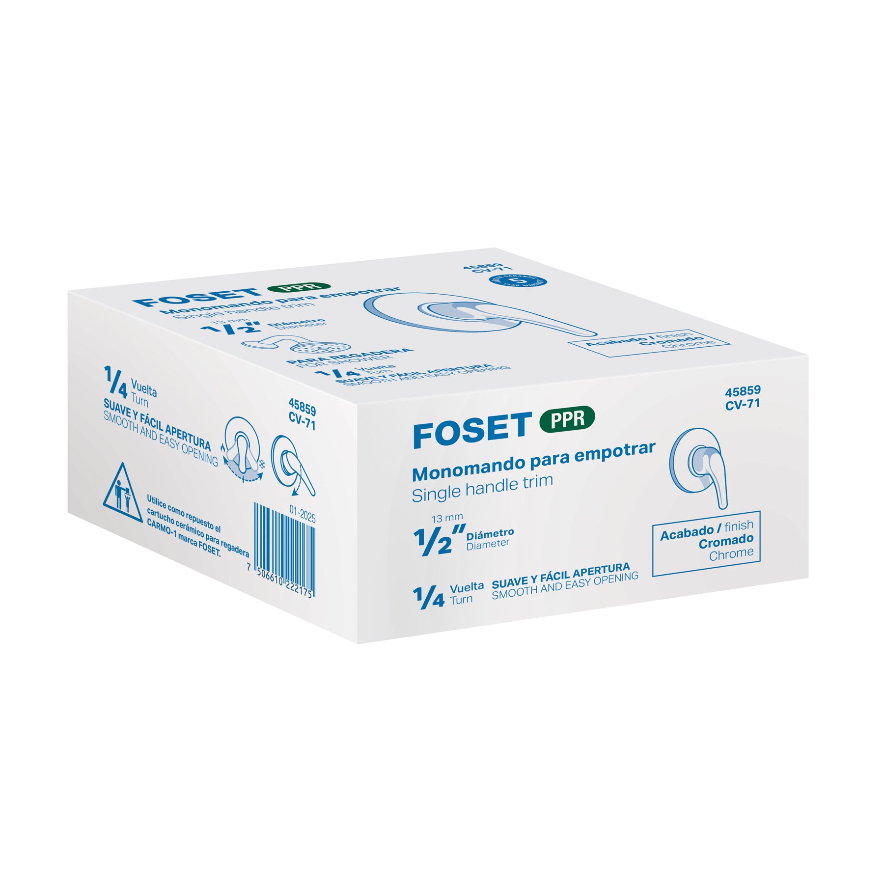 Monomando de empotrar para regadera PPR 1/2", FOSET