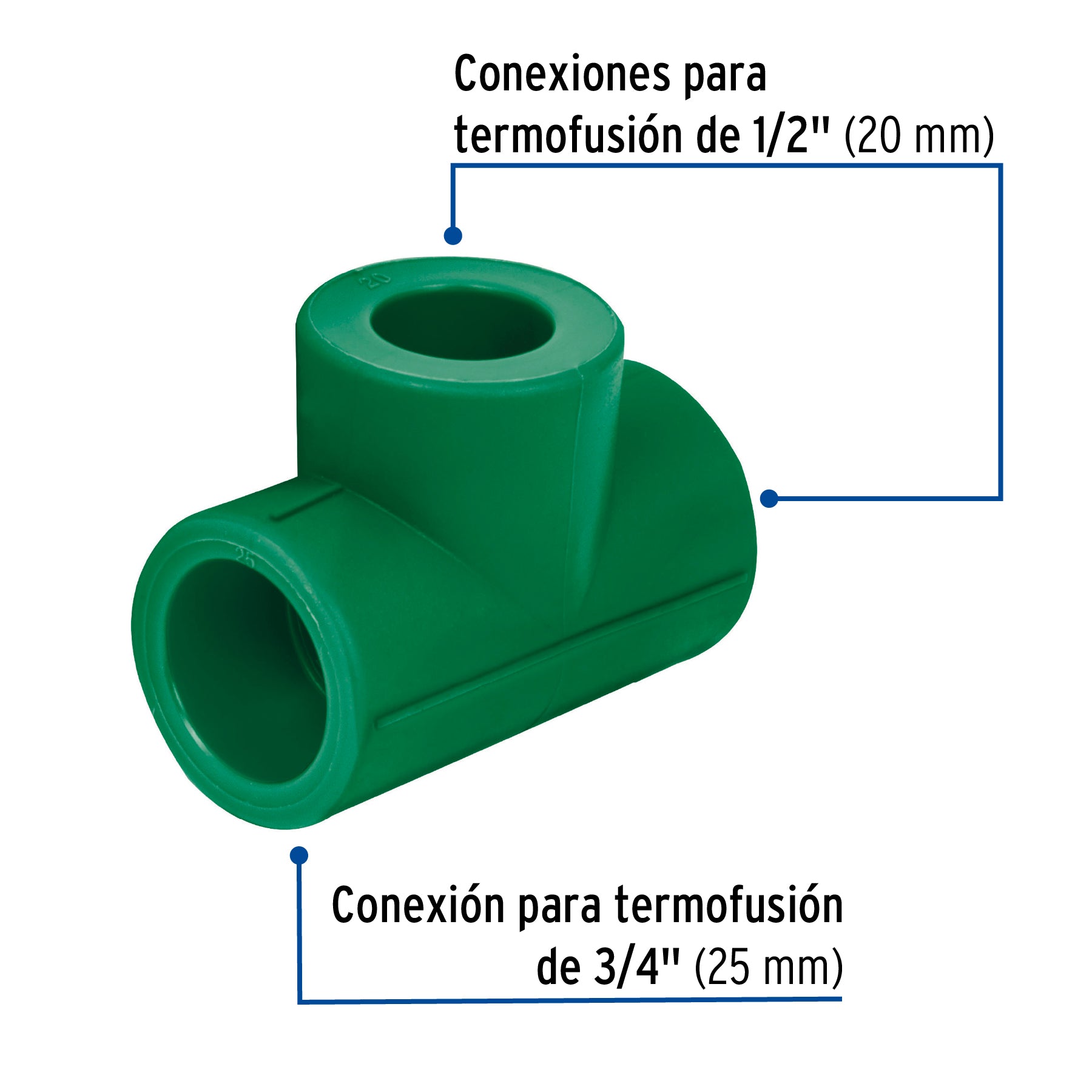 Tee reducida de PPR 3/4" x 1/2" x 1/2", FOSET