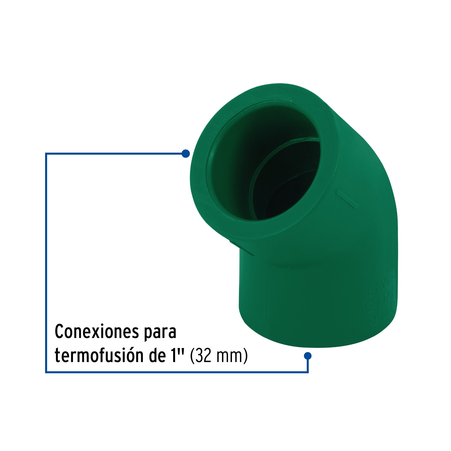 Codo 45° de PPR, 1" (32mm), FOSET