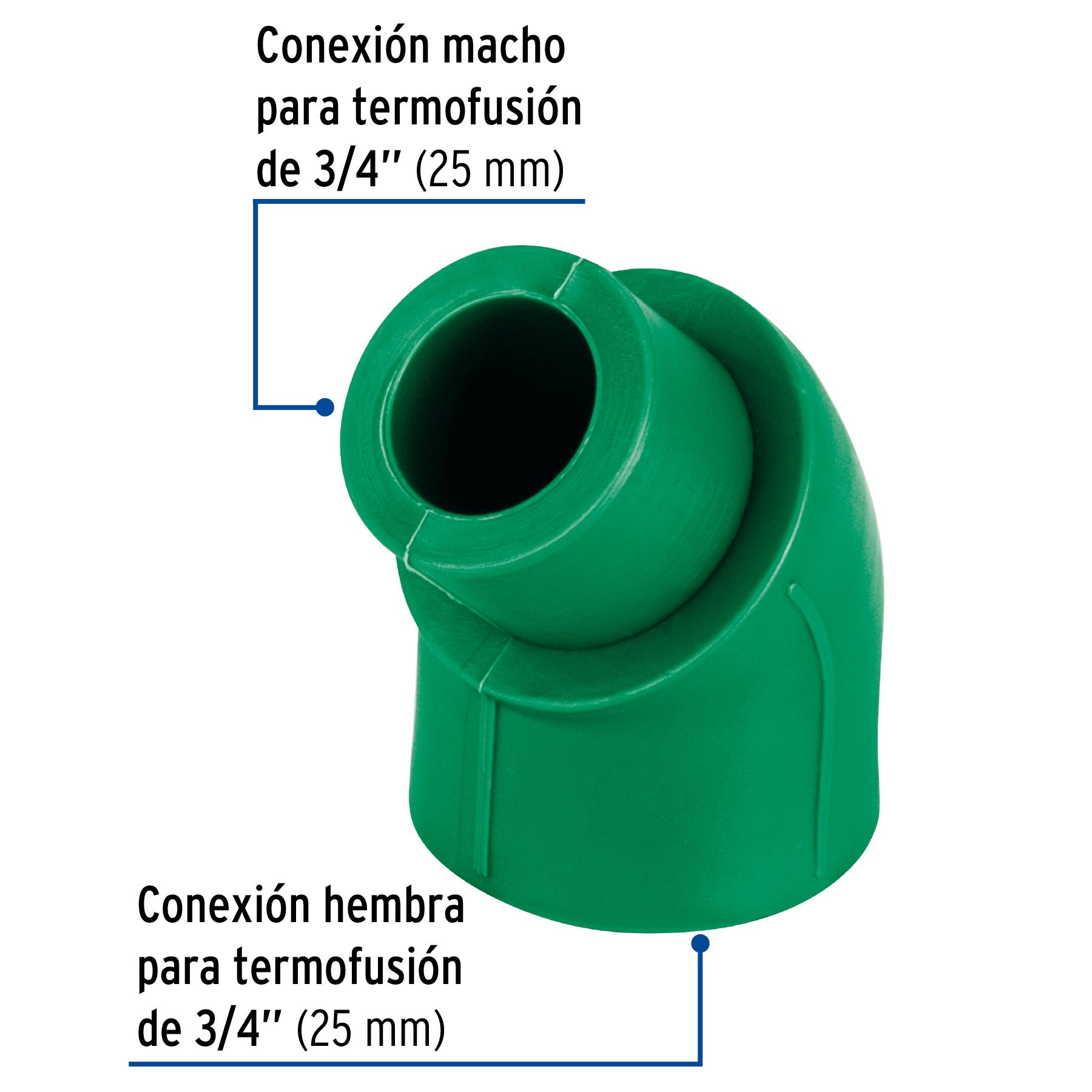 Codo 45° de PPR, 3/4" (25mm), macho-hembra, FOSET