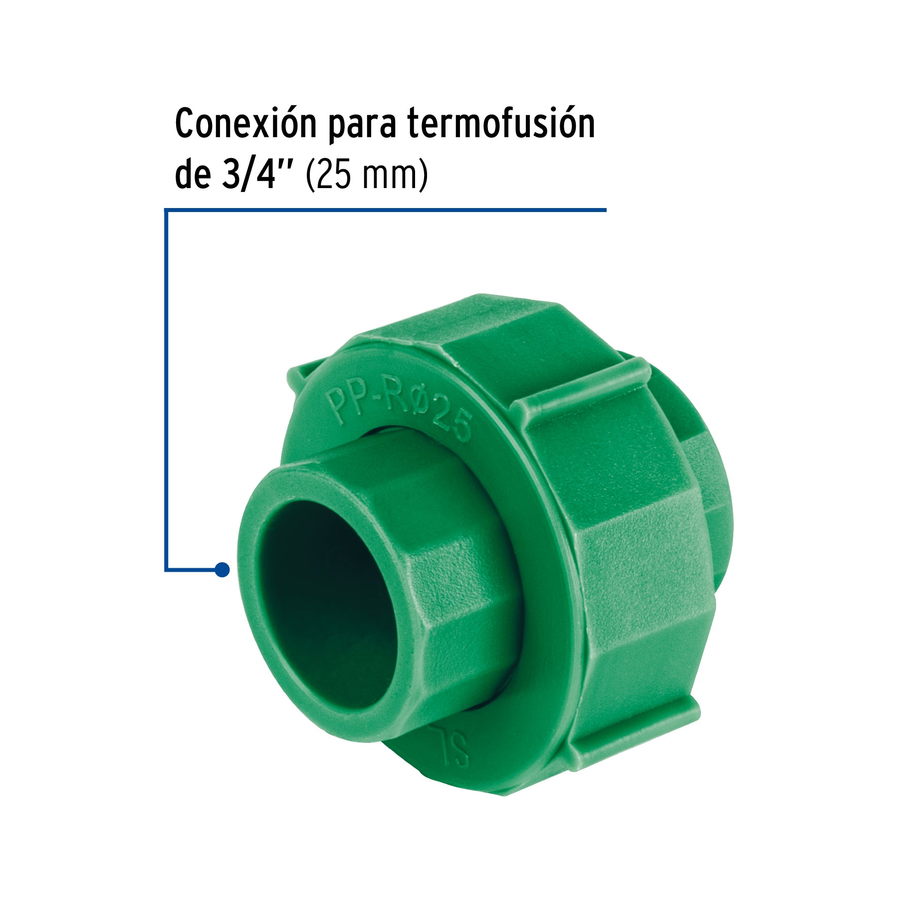 Tuerca unión PPR, plástica, 3/4", FOSET