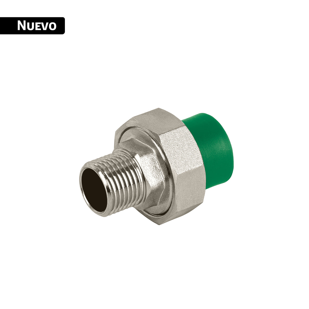 Tuerca unión PPR, mixta macho inserto metálico 1/2", FOSET