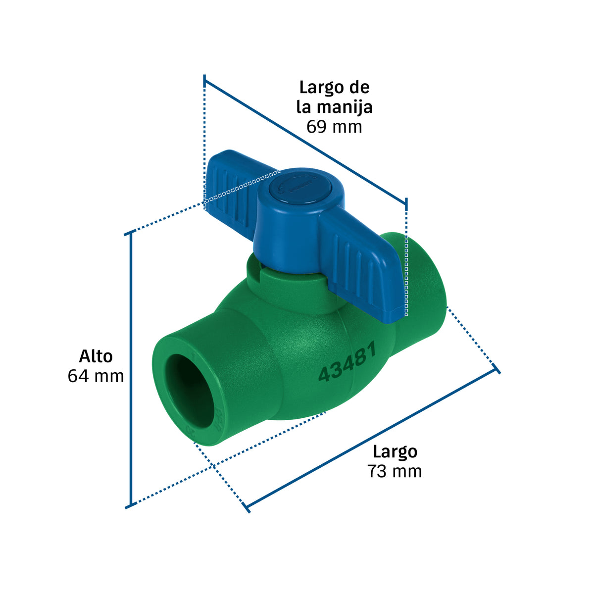 Válvula de bola PPR, 1/2" (20 mm), FOSET