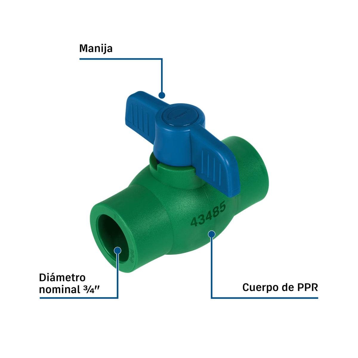 Válvula de bola PPR, 3/4" (25 mm), FOSET