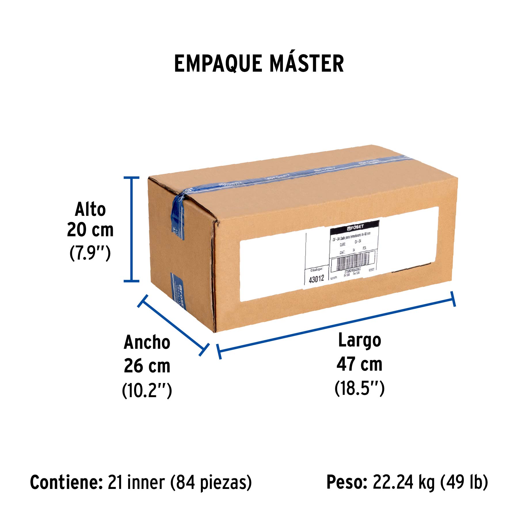 Dado para termofusora de 1-1/4" (40 mm), FOSET - Empaque