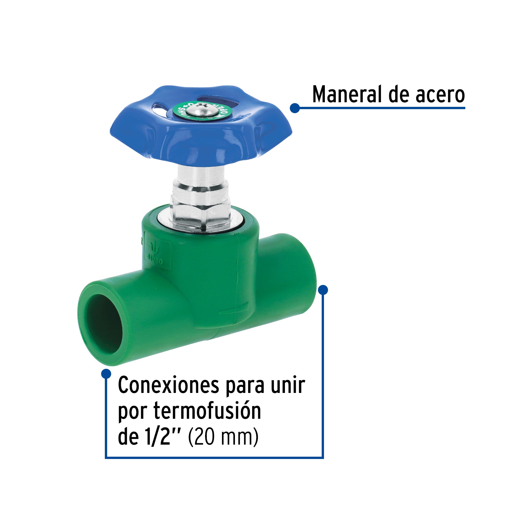 Válvula de globo PPR, 1/2" (20mm), FOSET