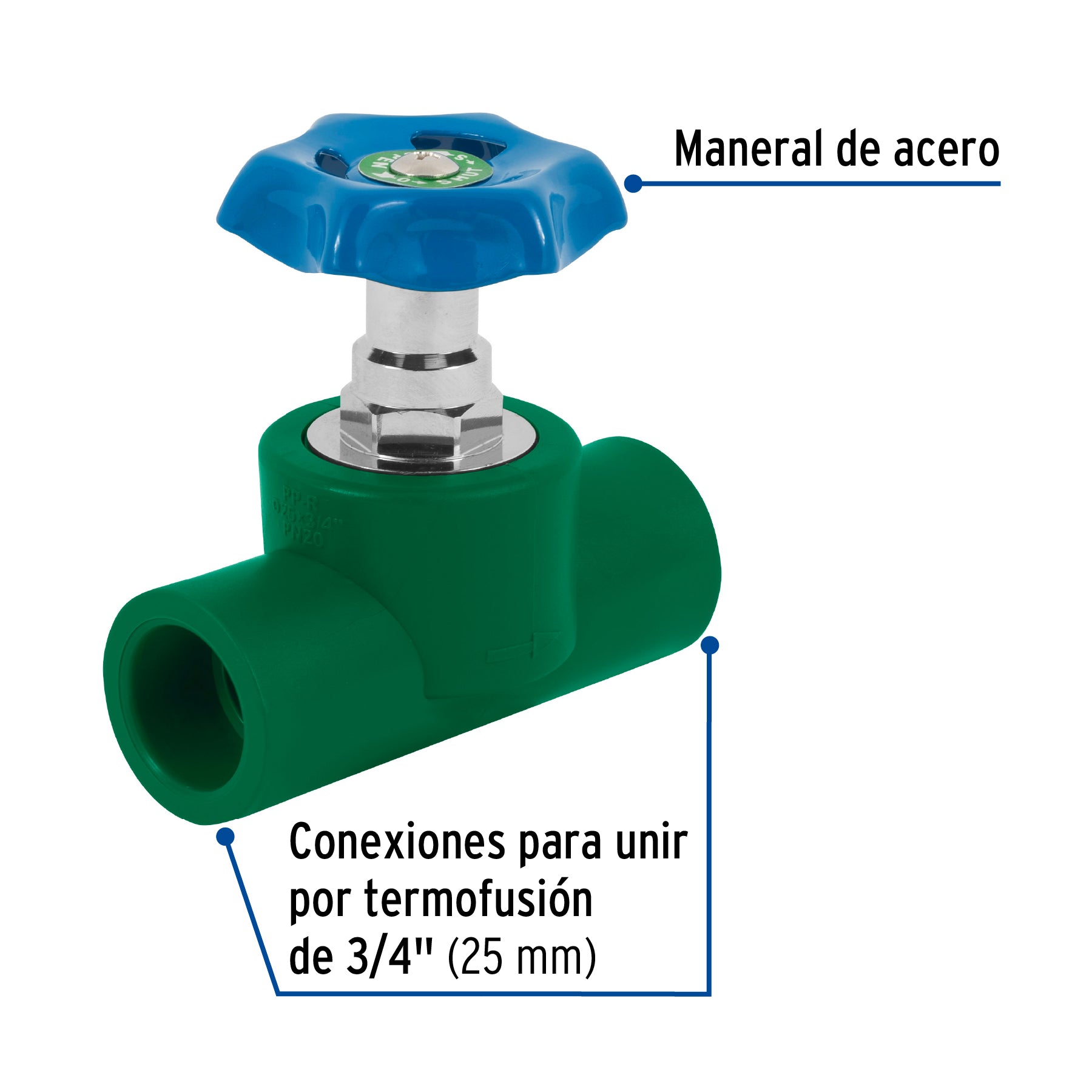 Válvula de globo PPR, 3/4" (25mm), FOSET