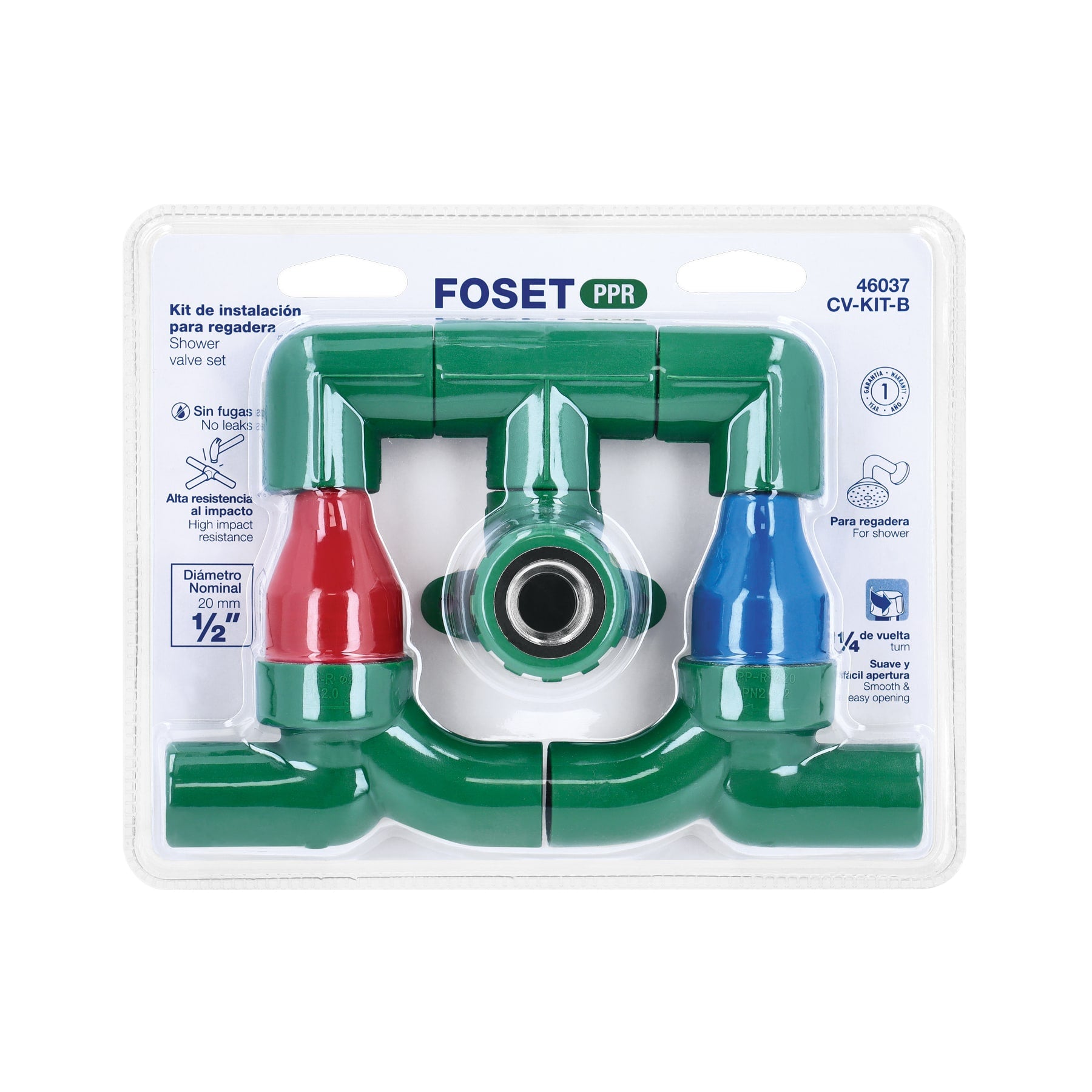 Kit de instalación p/regadera PPR 1/2" sin manerales, FOSET