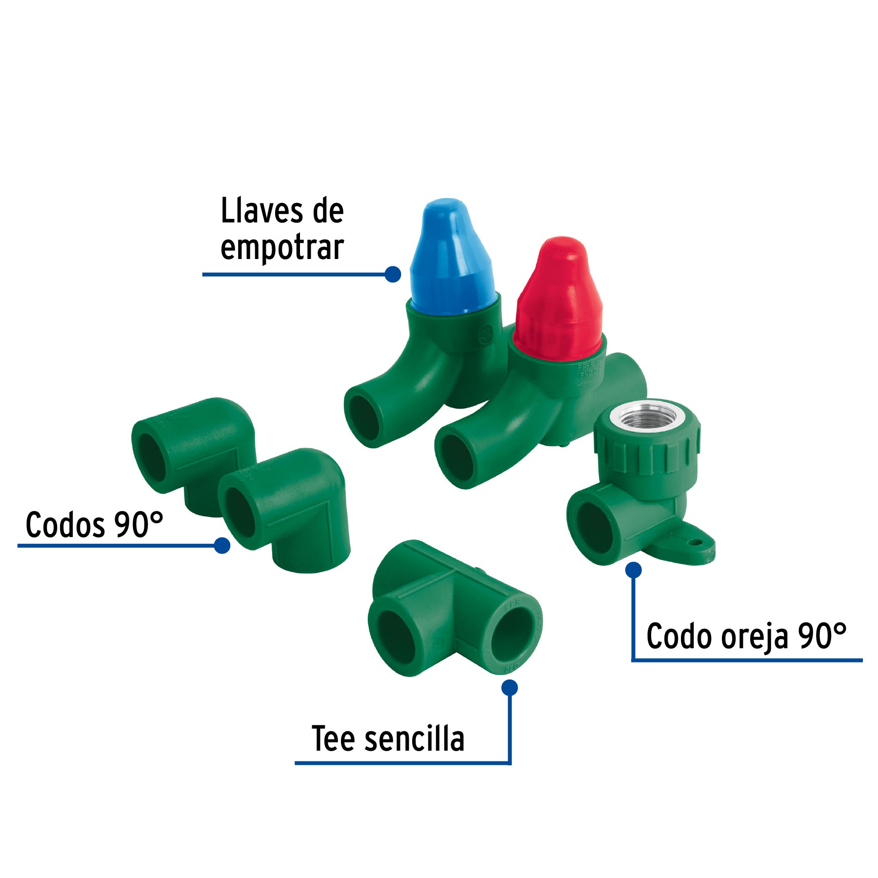Kit de instalación p/regadera PPR 1/2" sin manerales, FOSET