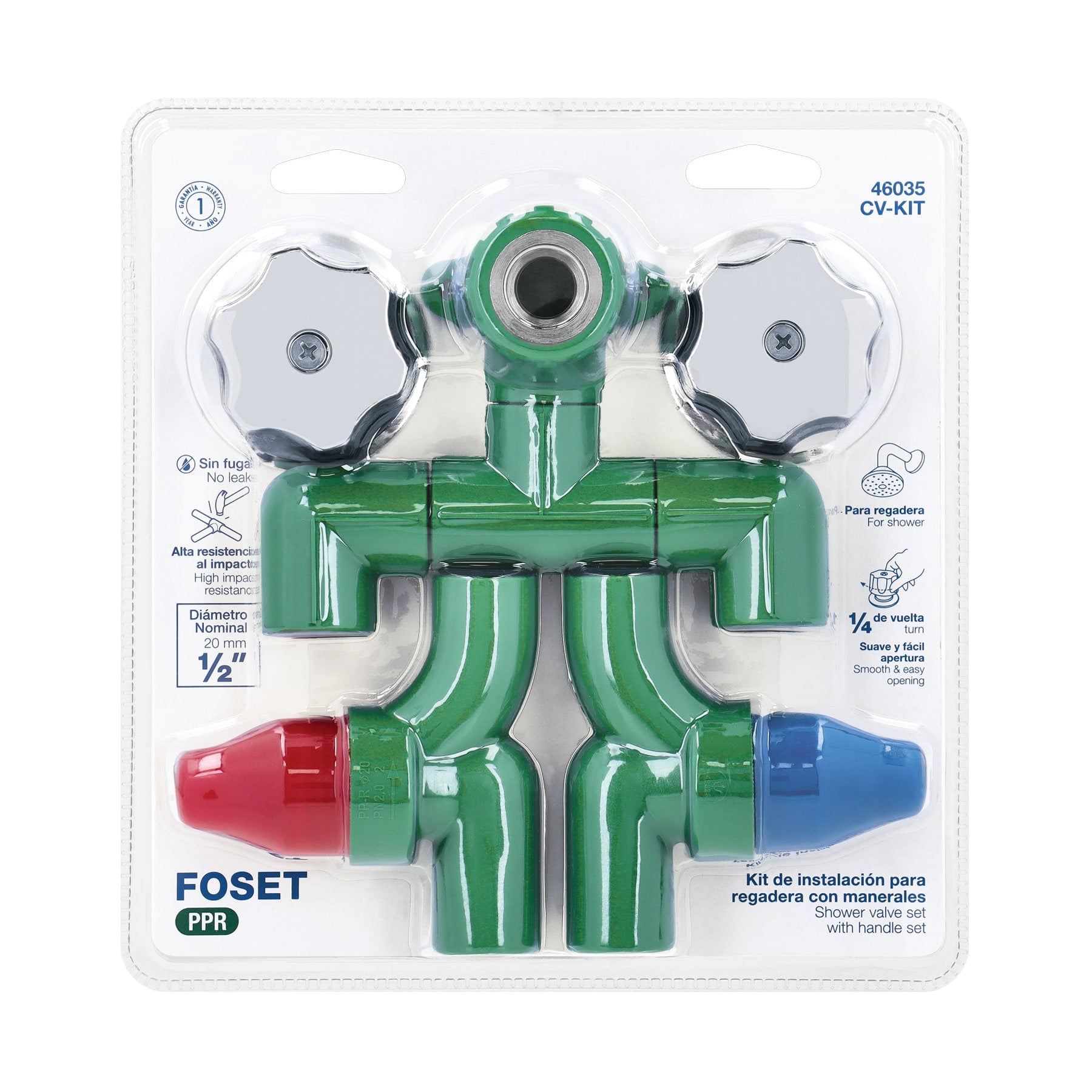 Kit de instalación p/regadera PPR 1/2" con manerales, FOSET