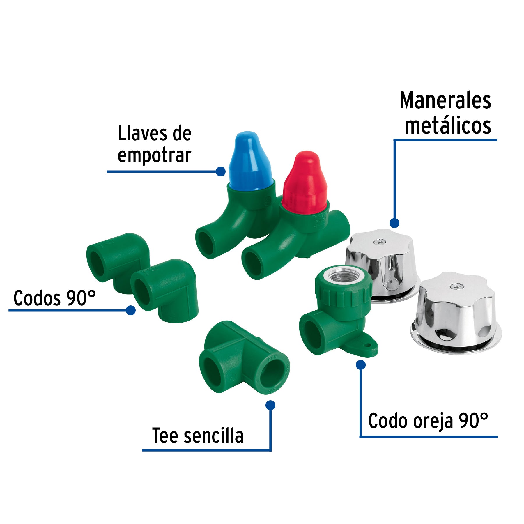Kit de instalación p/regadera PPR 1/2" con manerales, FOSET