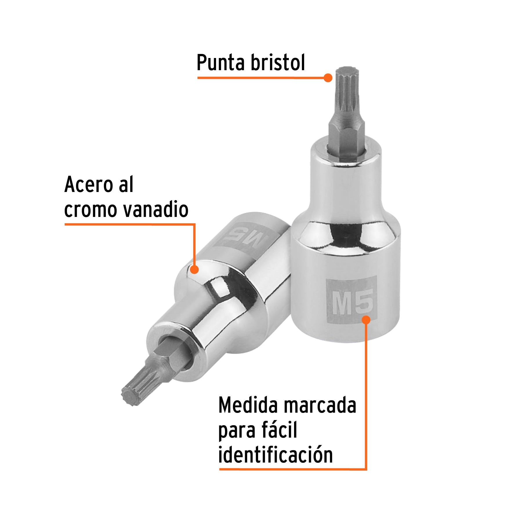 Dado punta corta bristol M5, cuadro 1/2", TRUPER