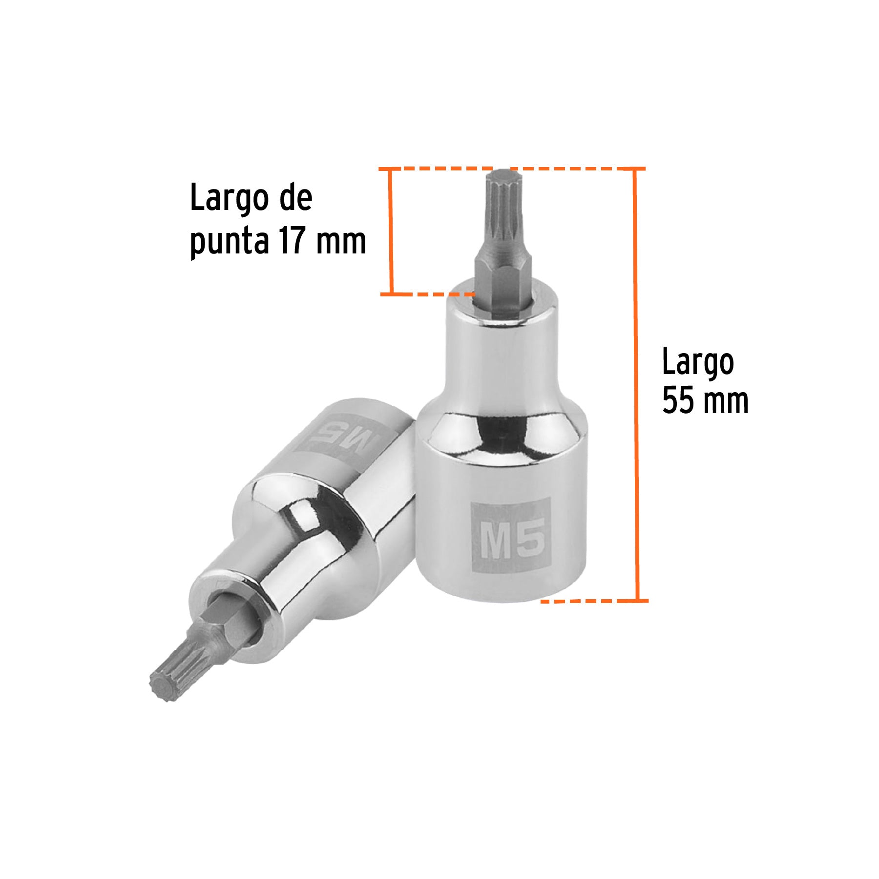 Dado punta corta bristol M5, cuadro 1/2", TRUPER
