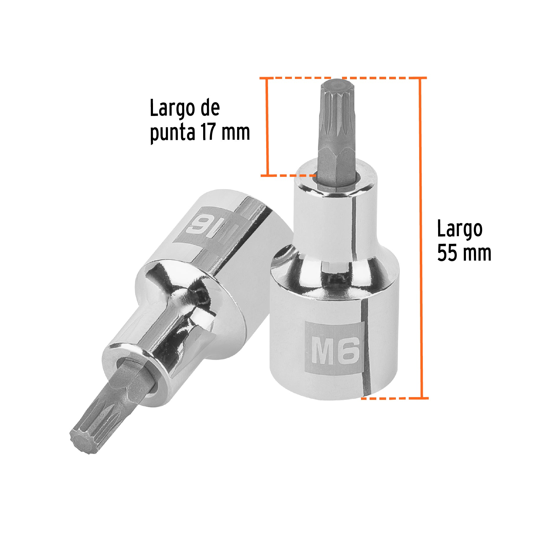 Dado punta corta bristol M6, cuadro 1/2", TRUPER