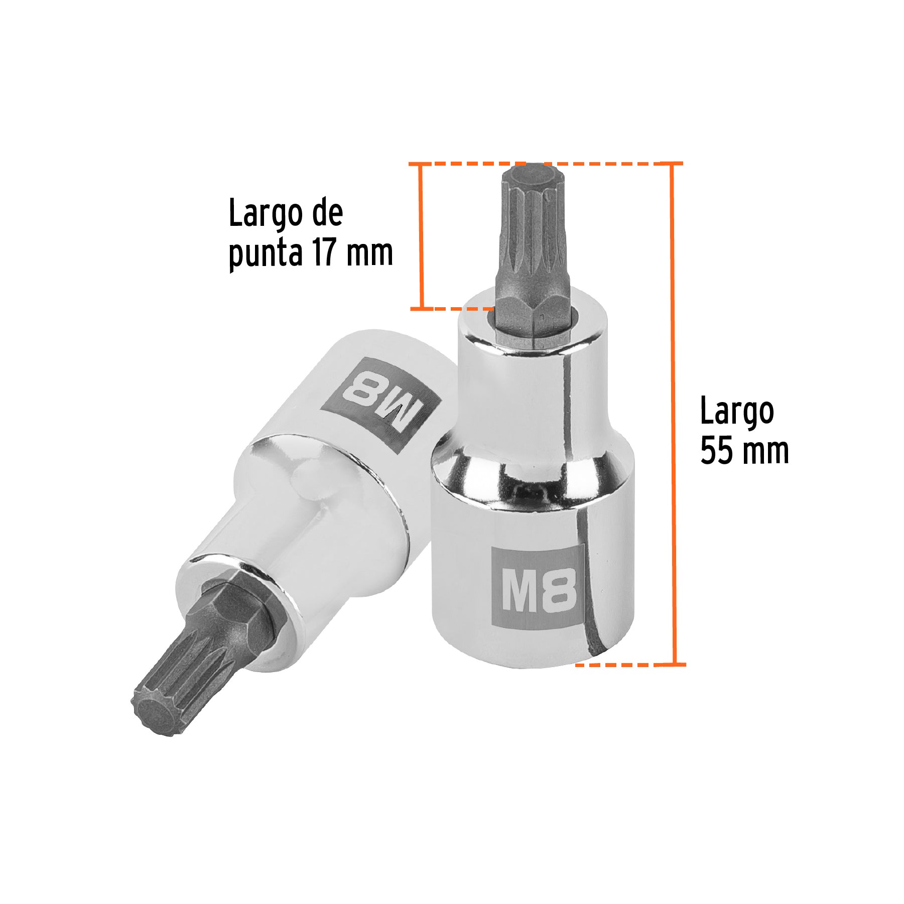 Dado punta corta bristol M8, cuadro 1/2", TRUPER