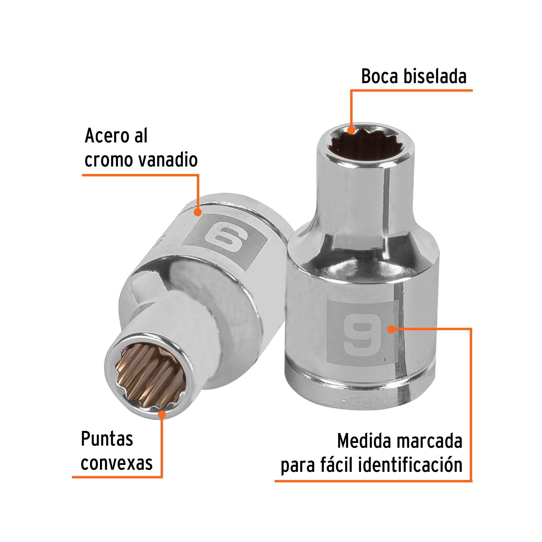 Dado de 9 mm, 12 puntas, cuadro 1/2", TRUPER