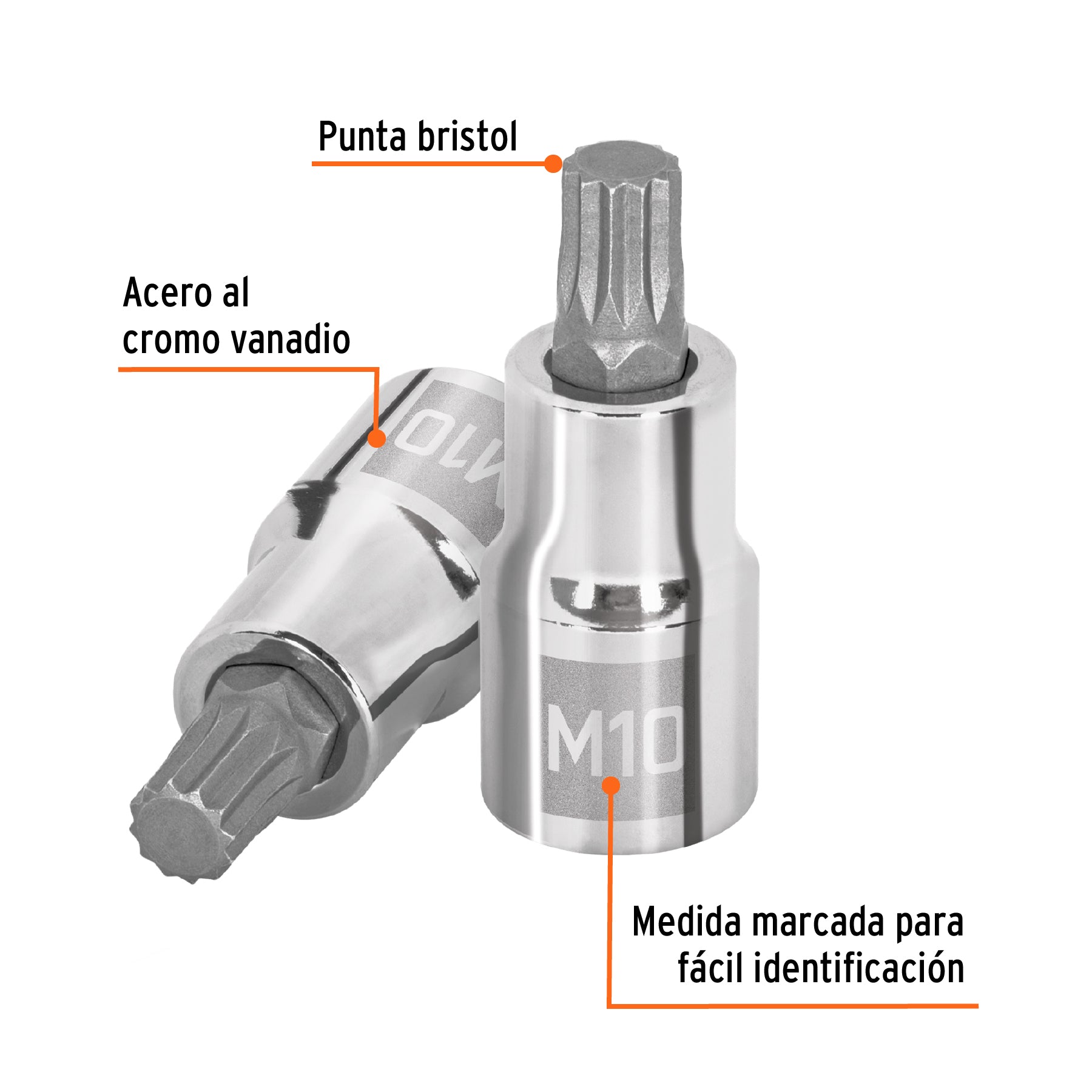 Dado punta corta bristol M10, cuadro 1/2", TRUPER