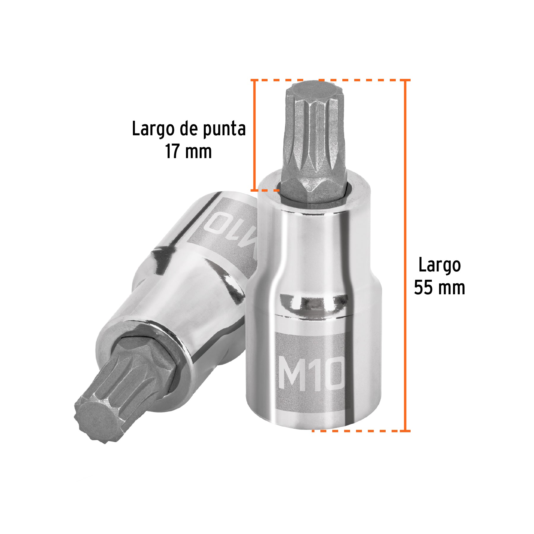 Dado punta corta bristol M10, cuadro 1/2", TRUPER