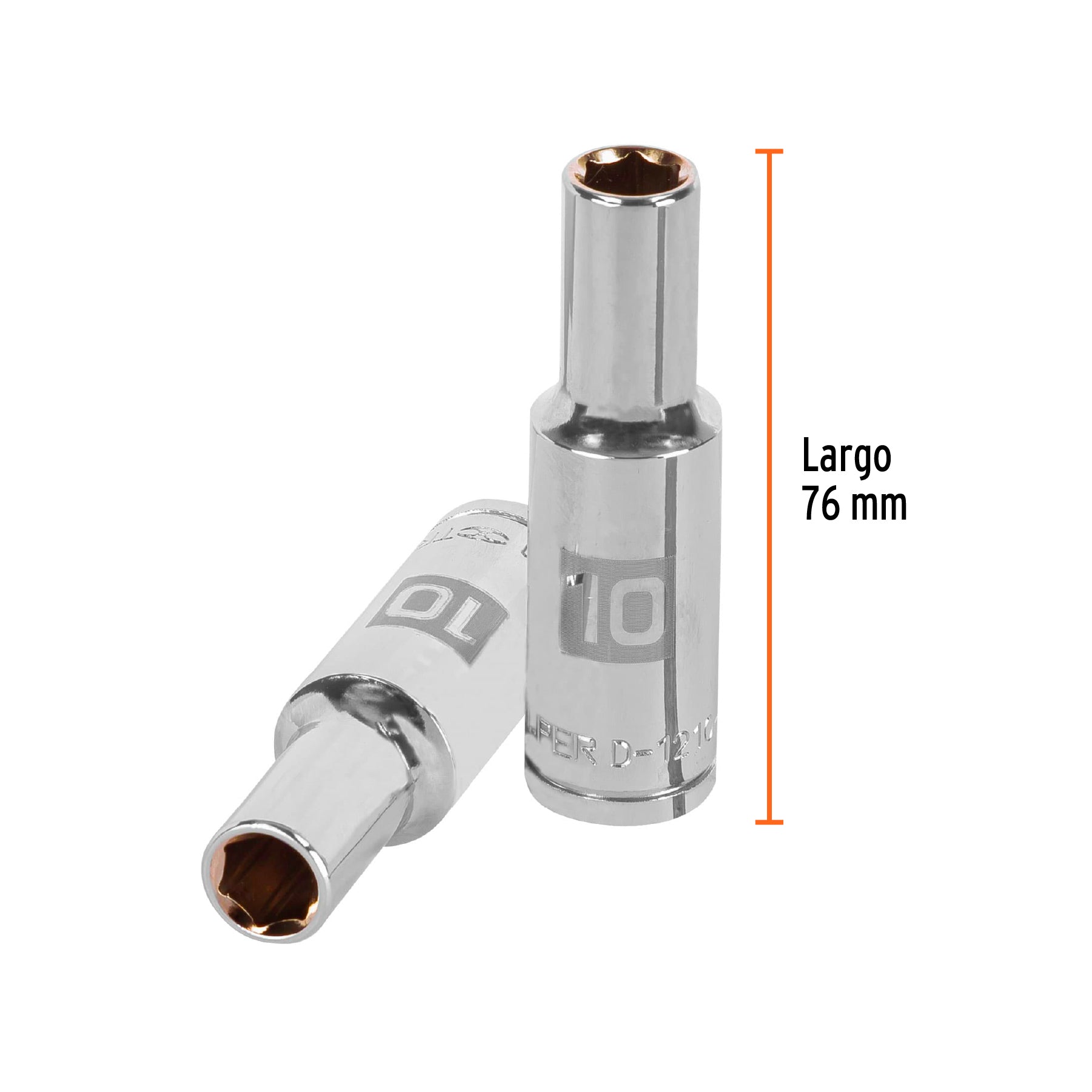 Dado largo de 10 mm, 6 puntas, cuadro 1/2", TRUPER
