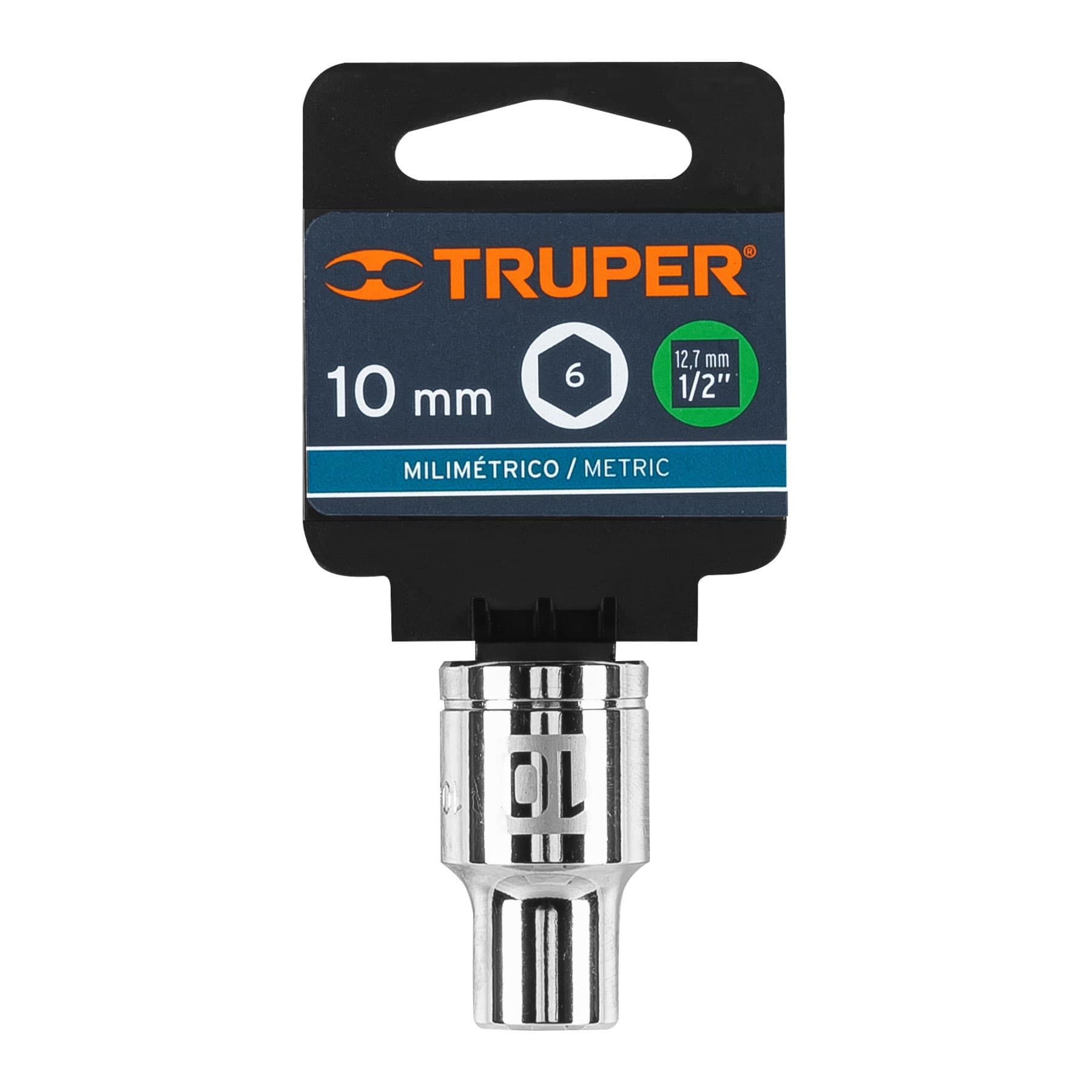 Dado de 10 mm, 6 puntas, cuadro 1/2", TRUPER