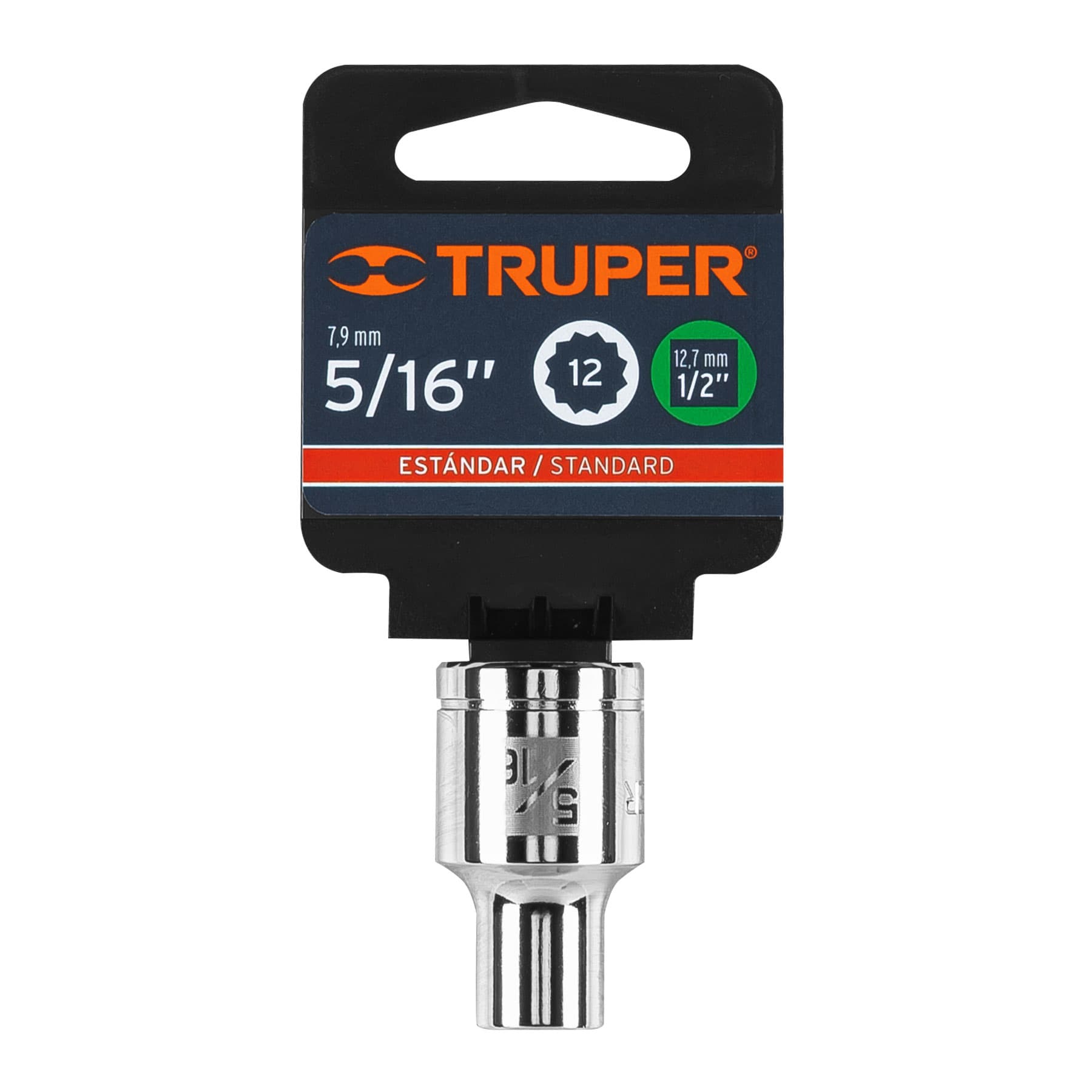 Dado de 5/16", 12 puntas, cuadro 1/2", TRUPER