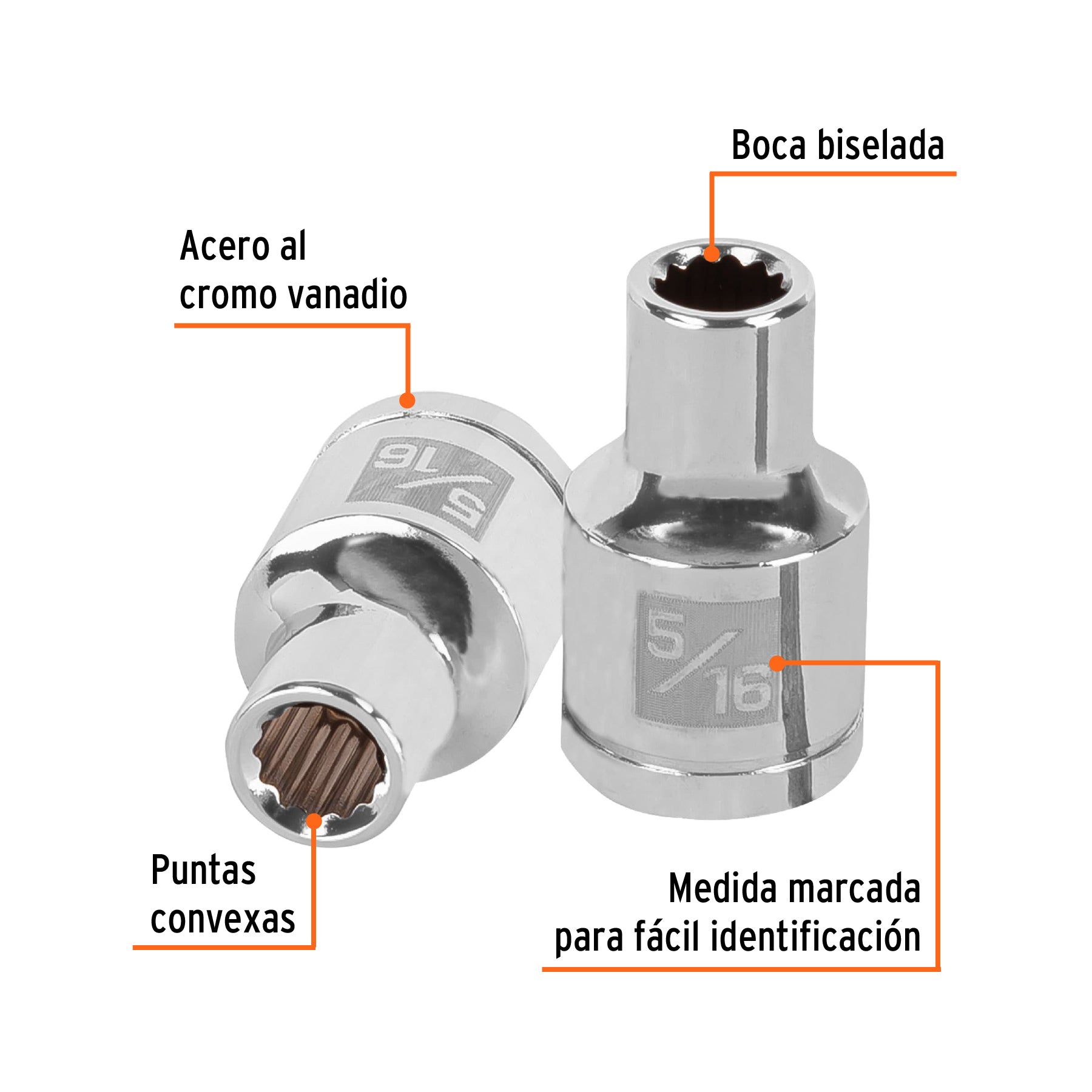 Dado de 5/16", 12 puntas, cuadro 1/2", TRUPER