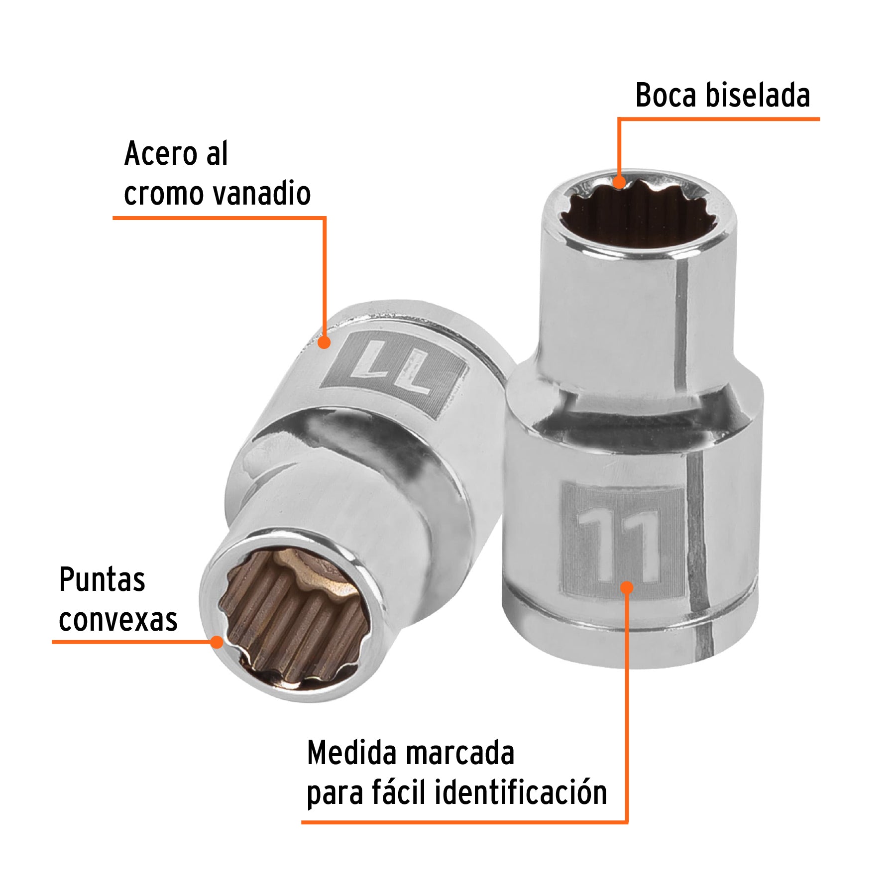 Dado de 11 mm, 12 puntas, cuadro 1/2", TRUPER