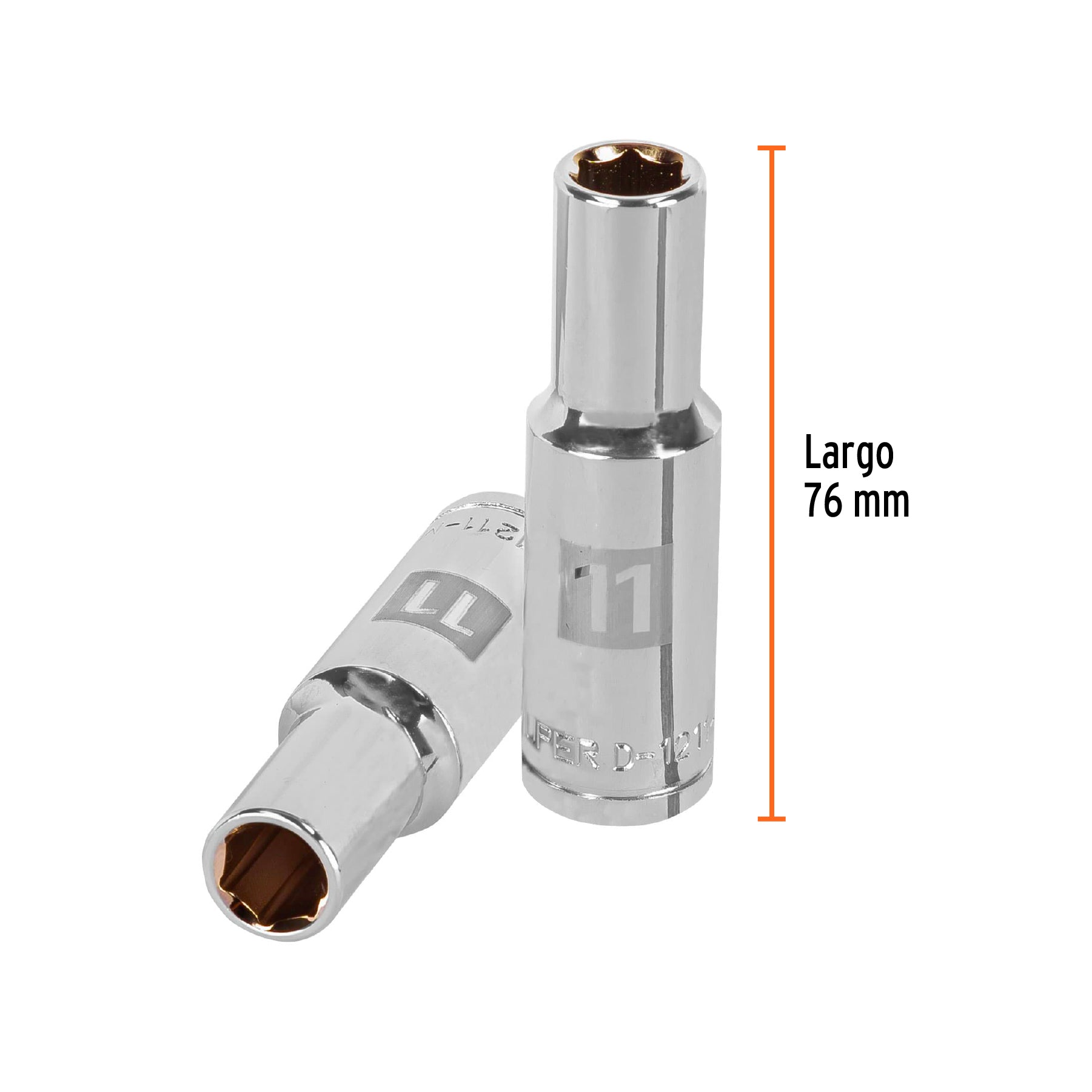 Dado largo de 11 mm, 6 puntas, cuadro 1/2", TRUPER