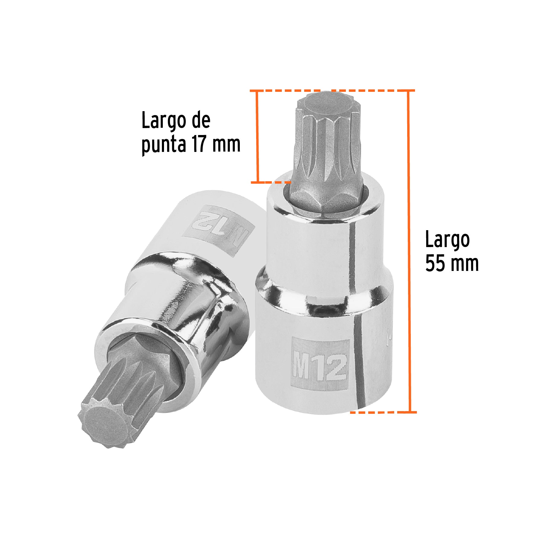 Dado punta corta bristol M12, cuadro 1/2", TRUPER