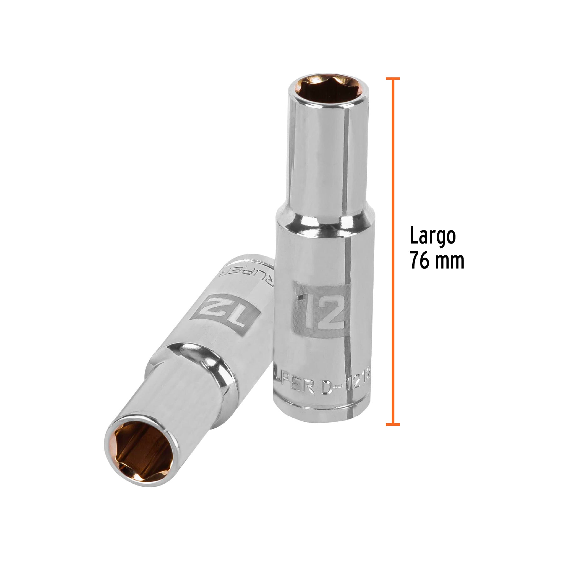 Dado largo de 12 mm, 6 puntas, cuadro 1/2", TRUPER