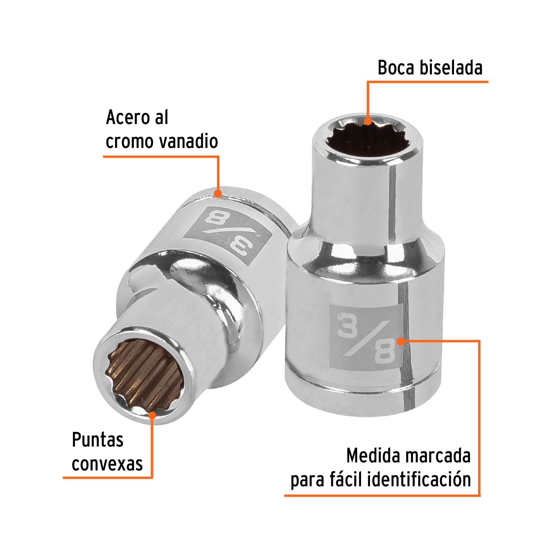 Dado de 3/8", 12 puntas, cuadro 1/2", TRUPER