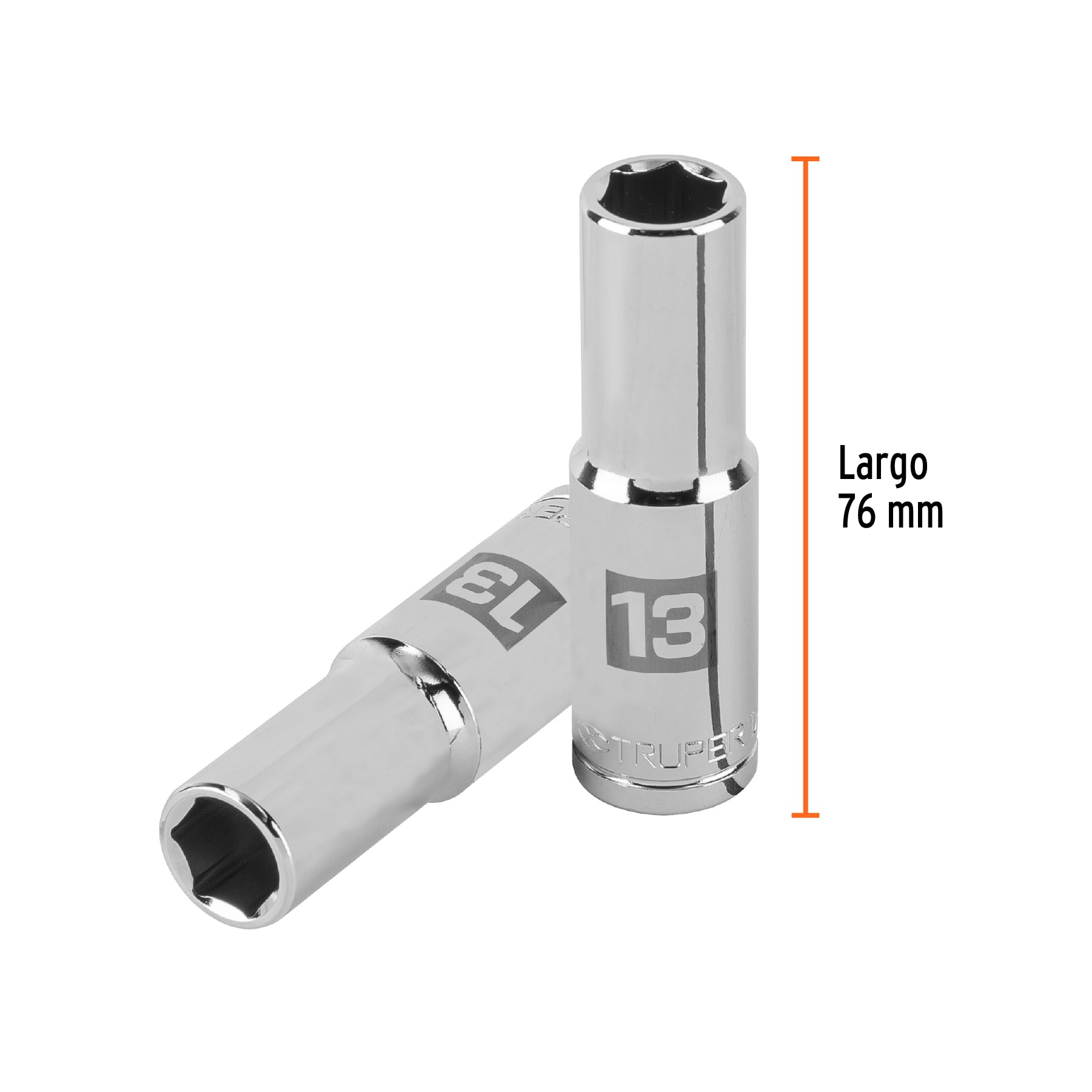 Dado largo de 13 mm, 6 puntas, cuadro 1/2", TRUPER