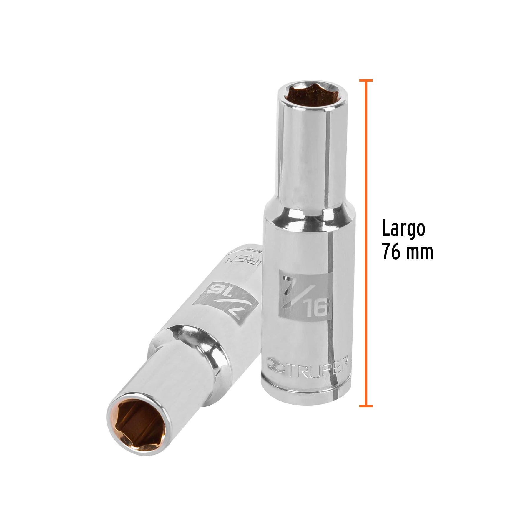 Dado largo de 7/16", 6 puntas, cuadro 1/2", TRUPER