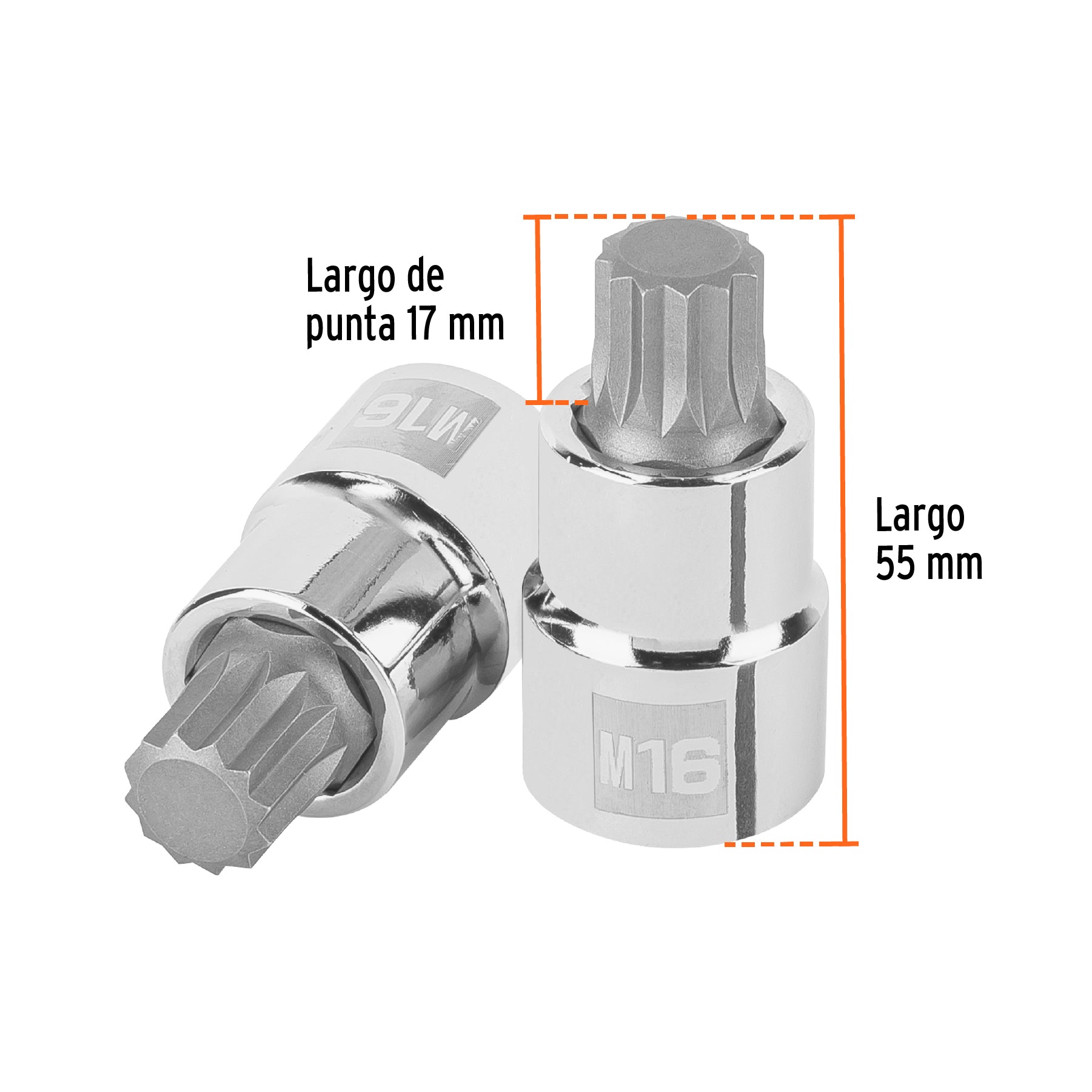 Dado punta corta bristol M16, cuadro 1/2", TRUPER
