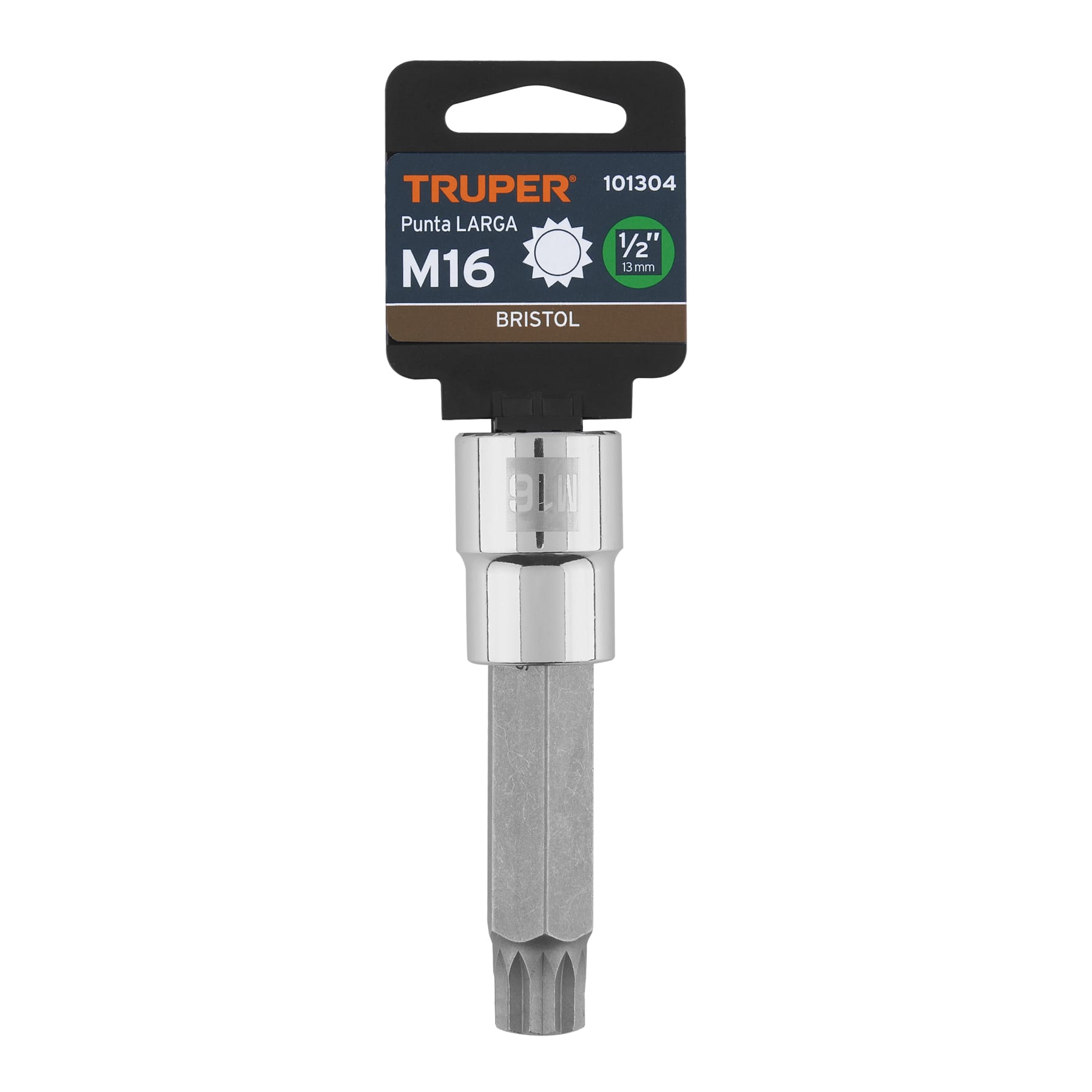 Dado punta larga bristol M16, cuadro 1/2", TRUPER