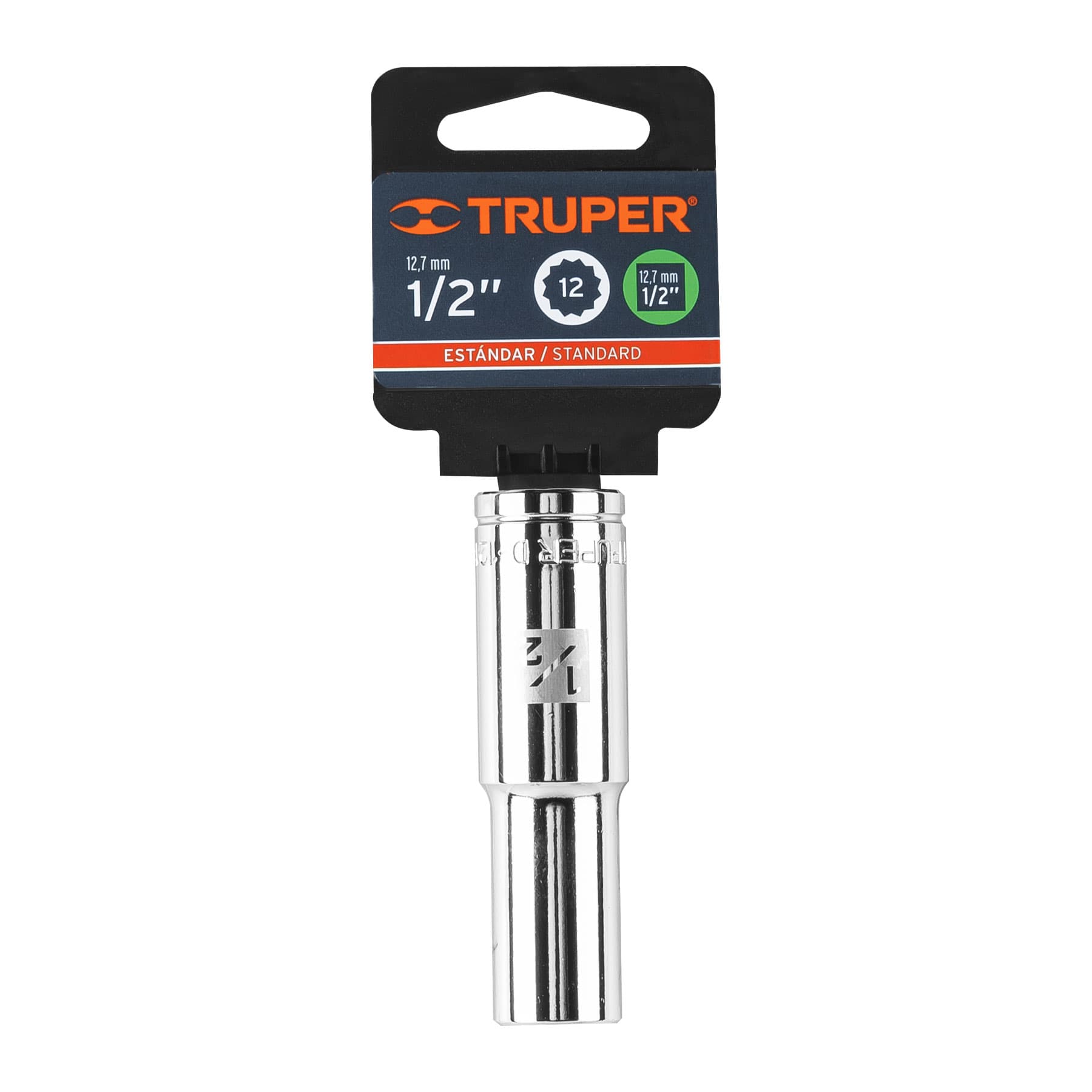 Dado largo de 1/2", 12 puntas, cuadro 1/2", TRUPER