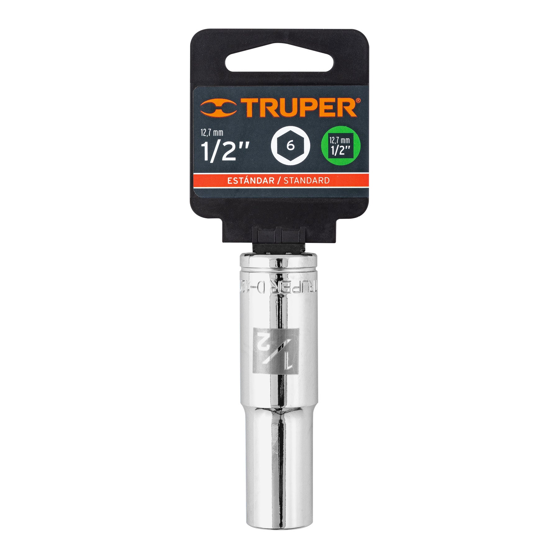 Dado largo de 1/2", 6 puntas, cuadro 1/2", TRUPER