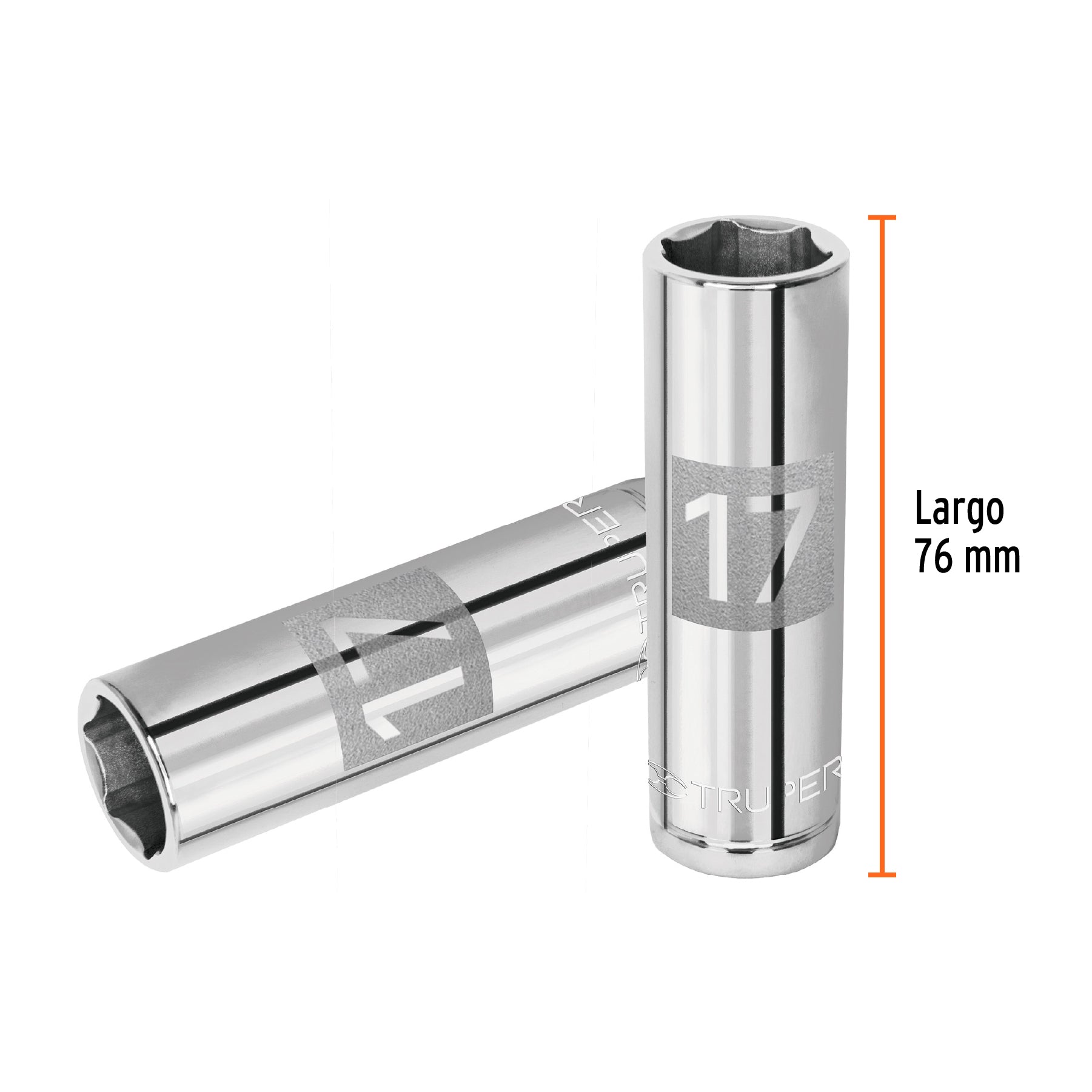 Dado largo de 17 mm, 6 puntas, cuadro 1/2", TRUPER