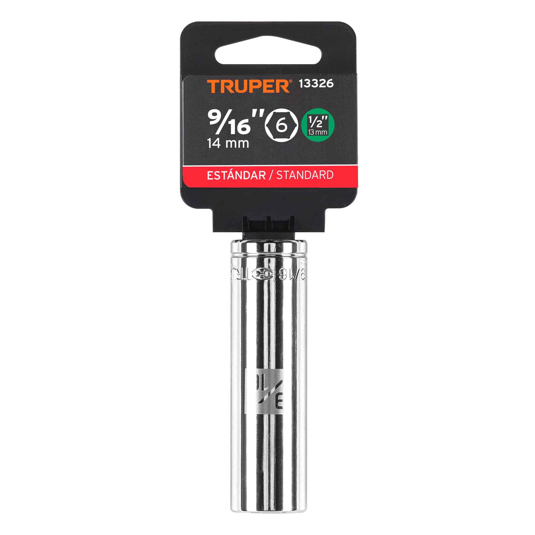Dado largo de 9/16", 6 puntas, cuadro 1/2", TRUPER