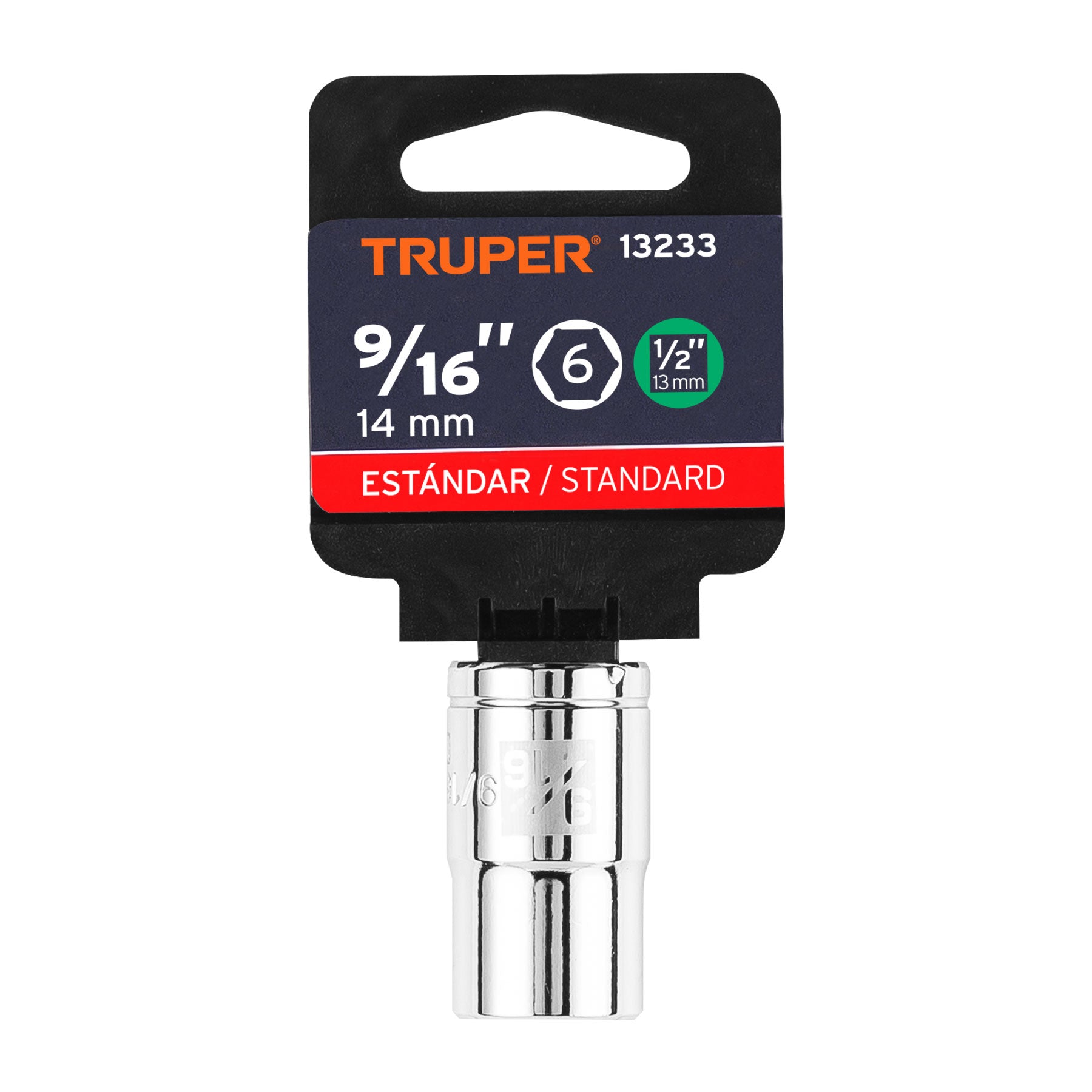 Dado de 9/16", 6 puntas, cuadro 1/2", TRUPER