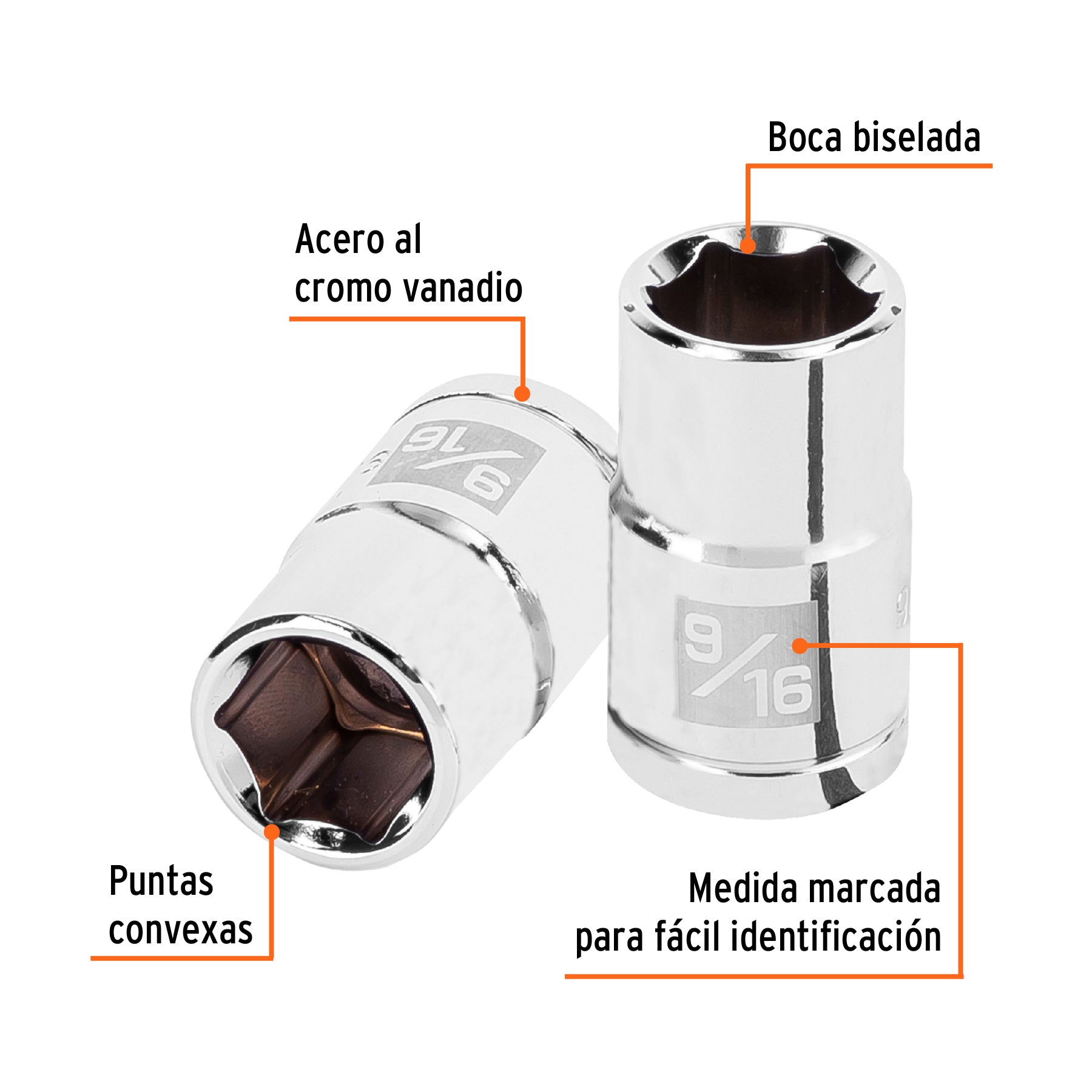 Dado de 9/16", 6 puntas, cuadro 1/2", TRUPER