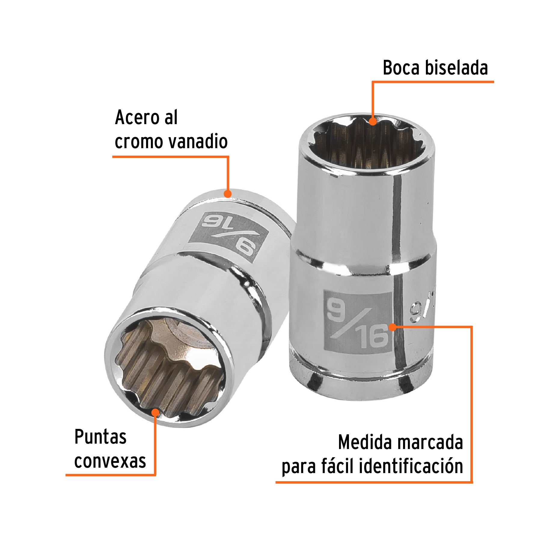 Dado de 9/16", 12 puntas, cuadro 1/2", TRUPER