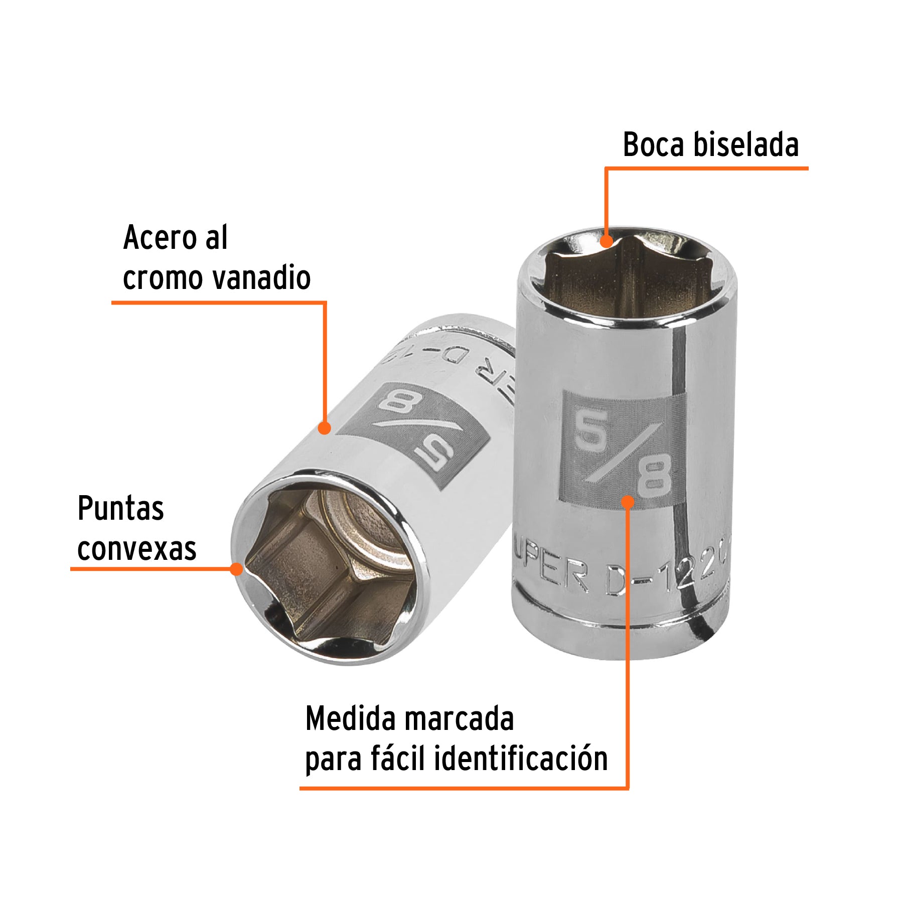 Dado de 5/8", 6 puntas, cuadro 1/2", TRUPER