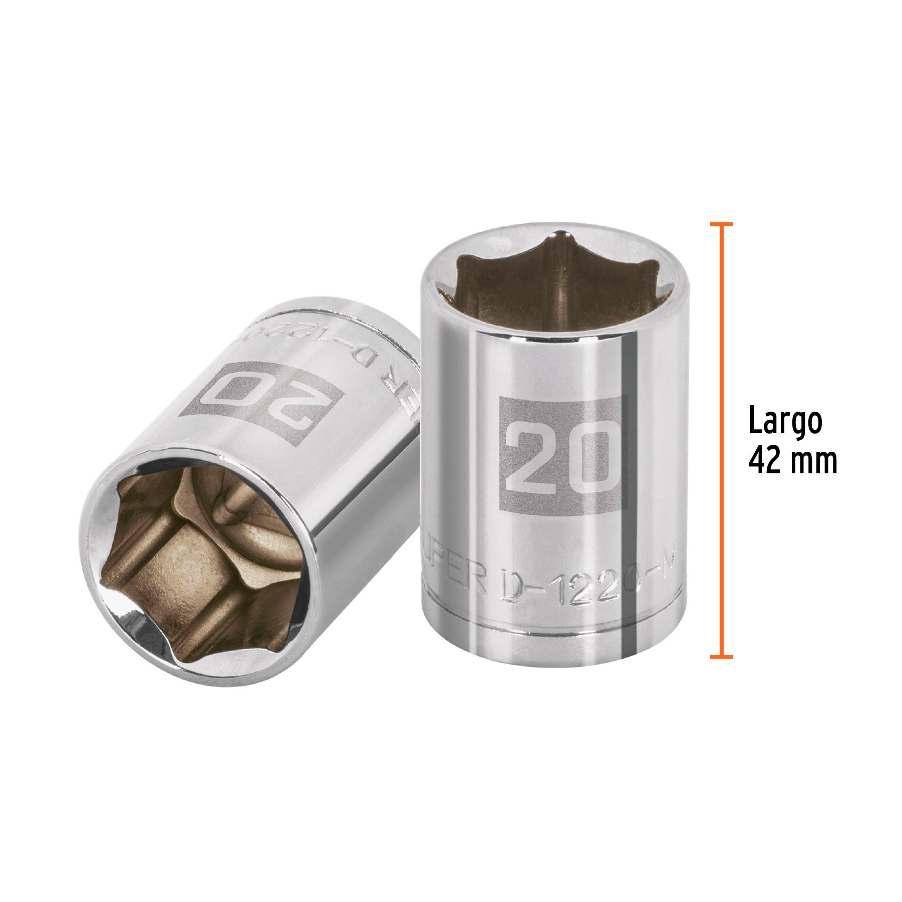 Dado de 20 mm, 6 puntas, cuadro 1/2", TRUPER