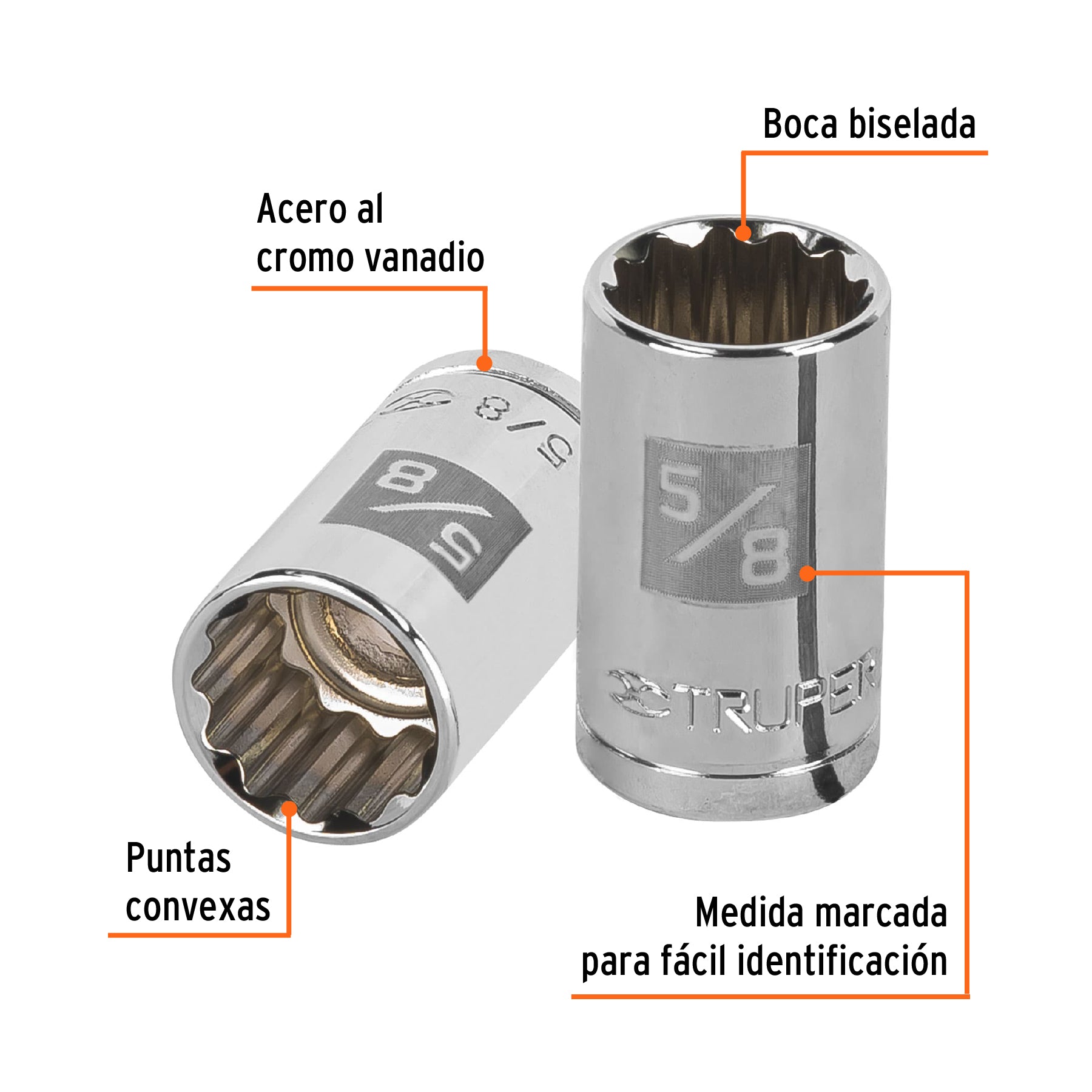 Dado de 5/8", 12 puntas, cuadro 1/2", TRUPER