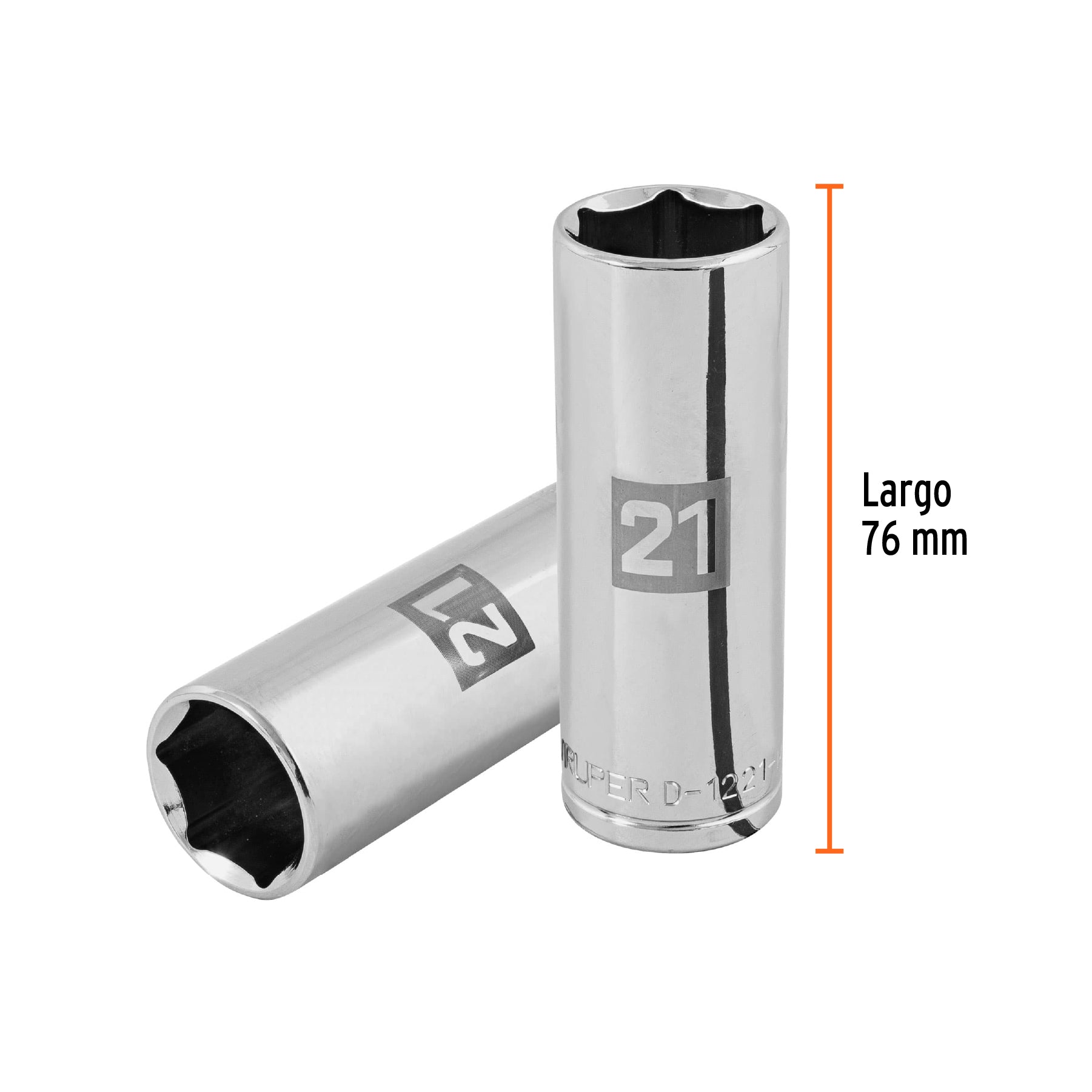 Dado largo de 21 mm, 6 puntas, cuadro 1/2", TRUPER
